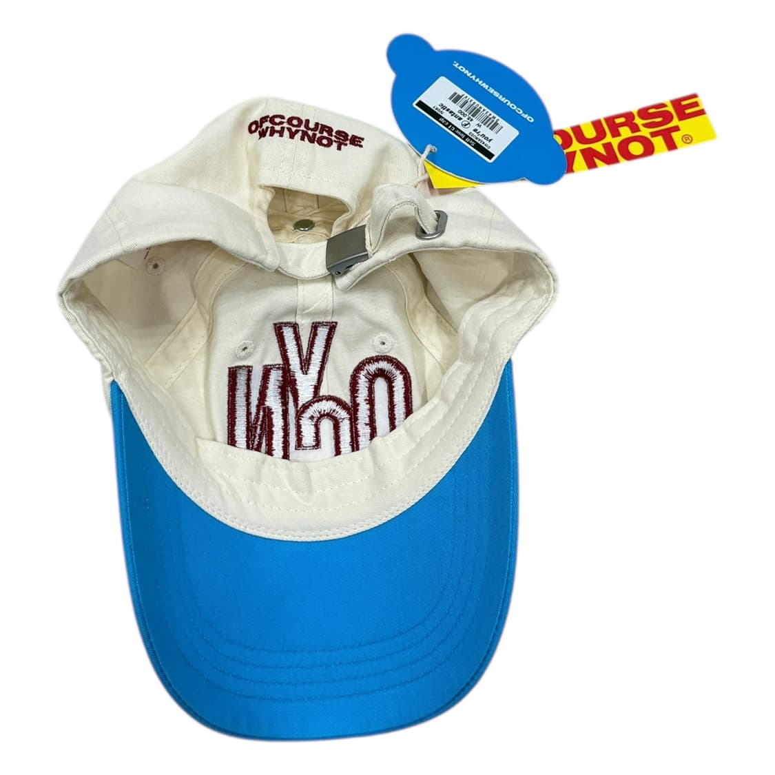 오브콜스와이낫 셀프 러브 코튼 볼캡 모자 아이보리 블루 상품이미지3