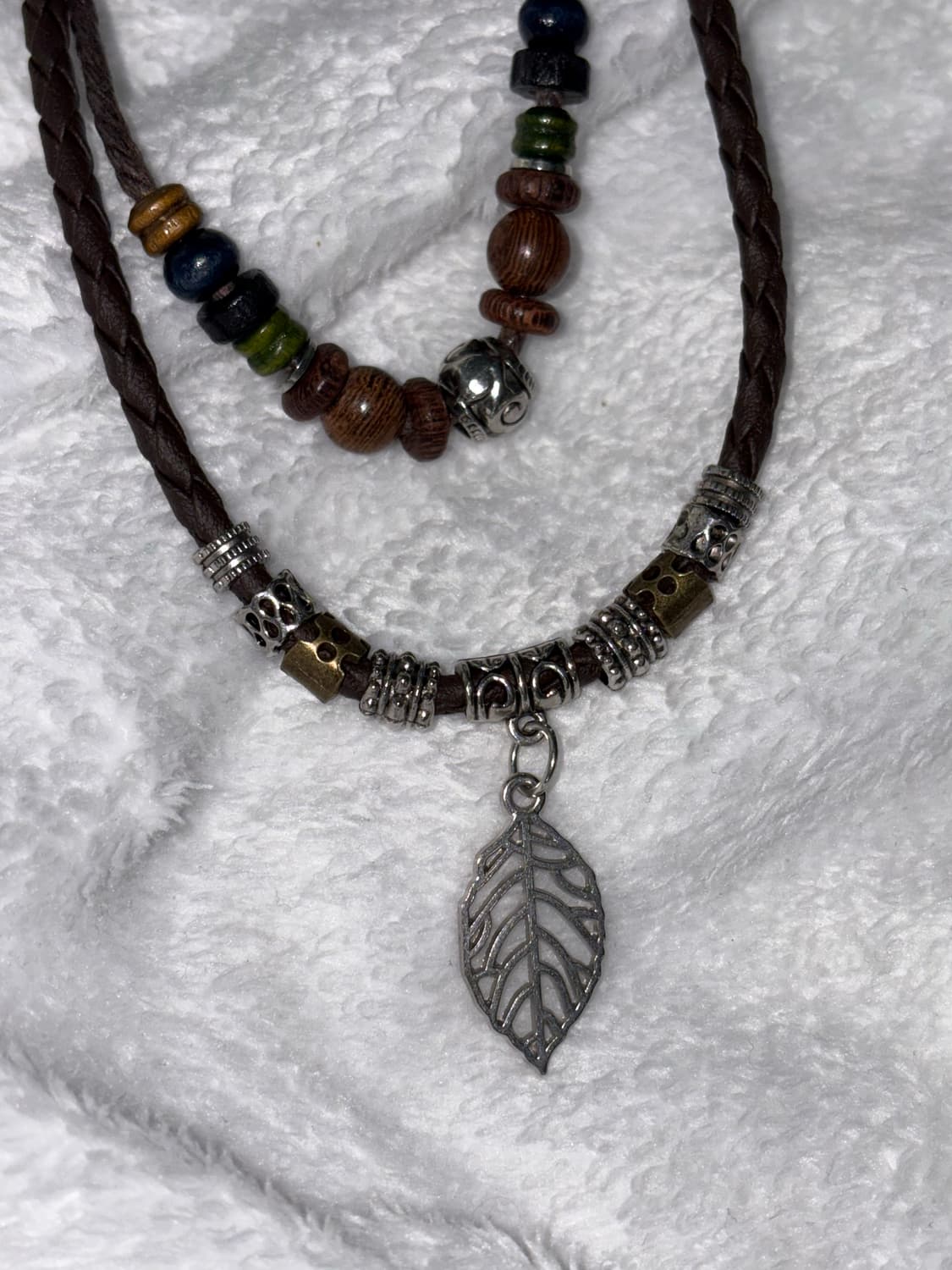보헤미안 히피 나뭇잎 가죽 목걸이 상품이미지2