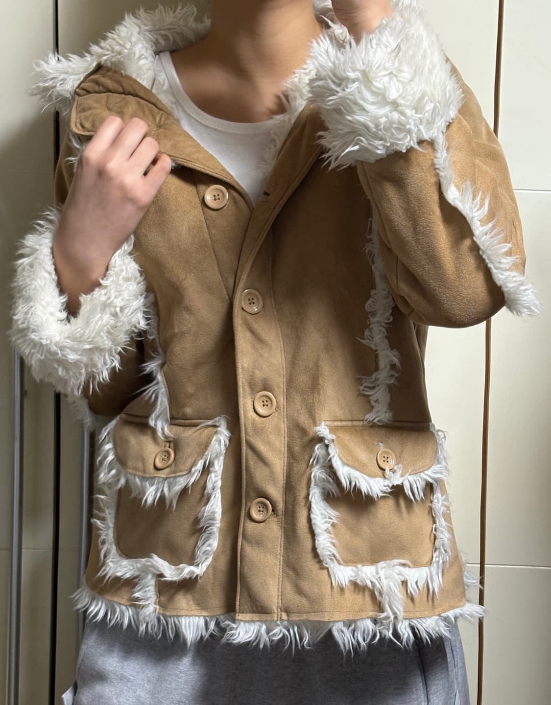 갭 y2k 퍼 숏무스탕 상품이미지1