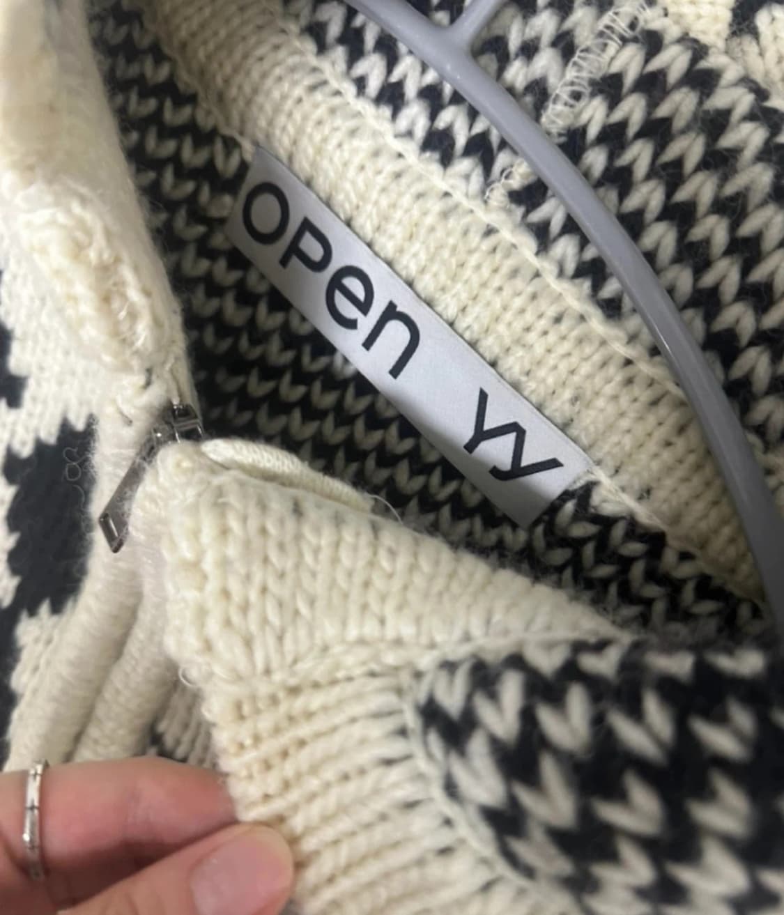 오픈 와이와이 자카드 니트집업 상품이미지2