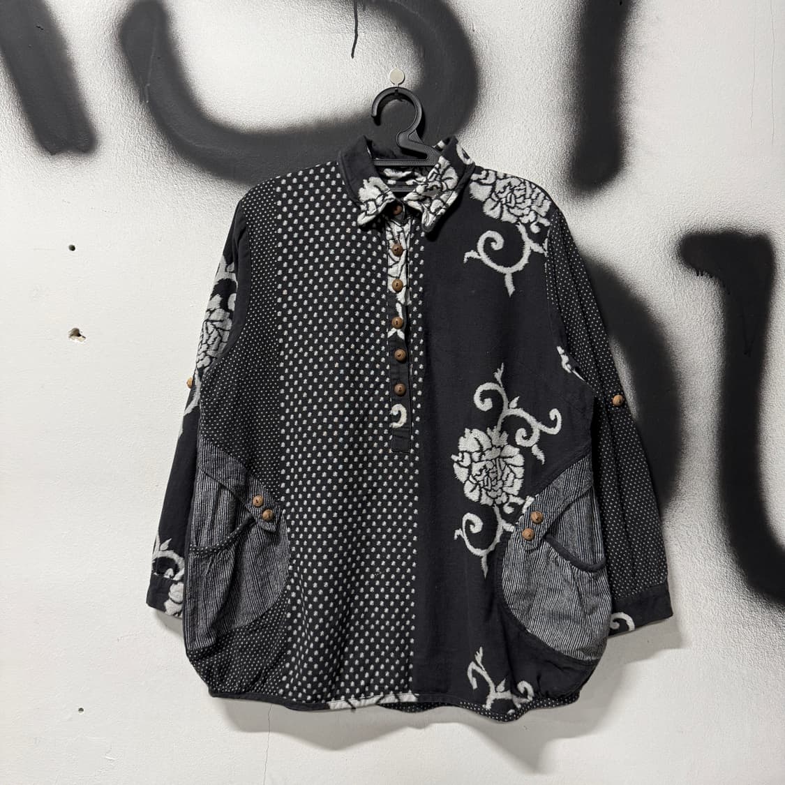VTG 빈티지 재패니즈 오리엔탈 에스닉 셔츠 블라우스 상품이미지1