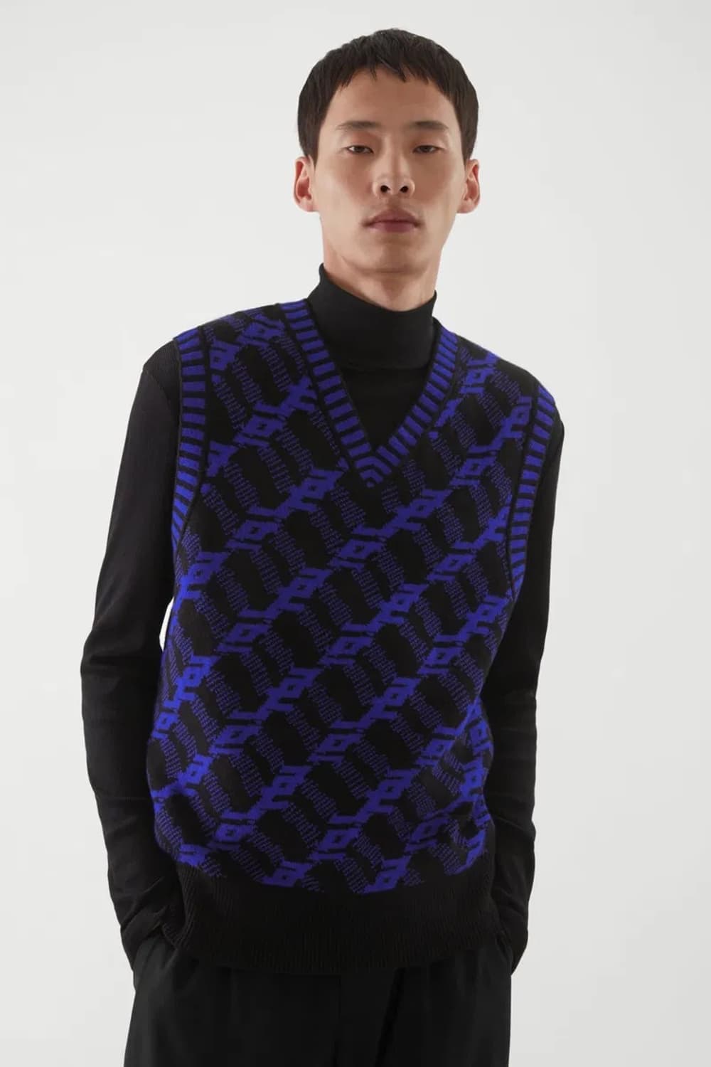 L) 코스 COS 자카드 니트 베스트 블루 상품이미지7