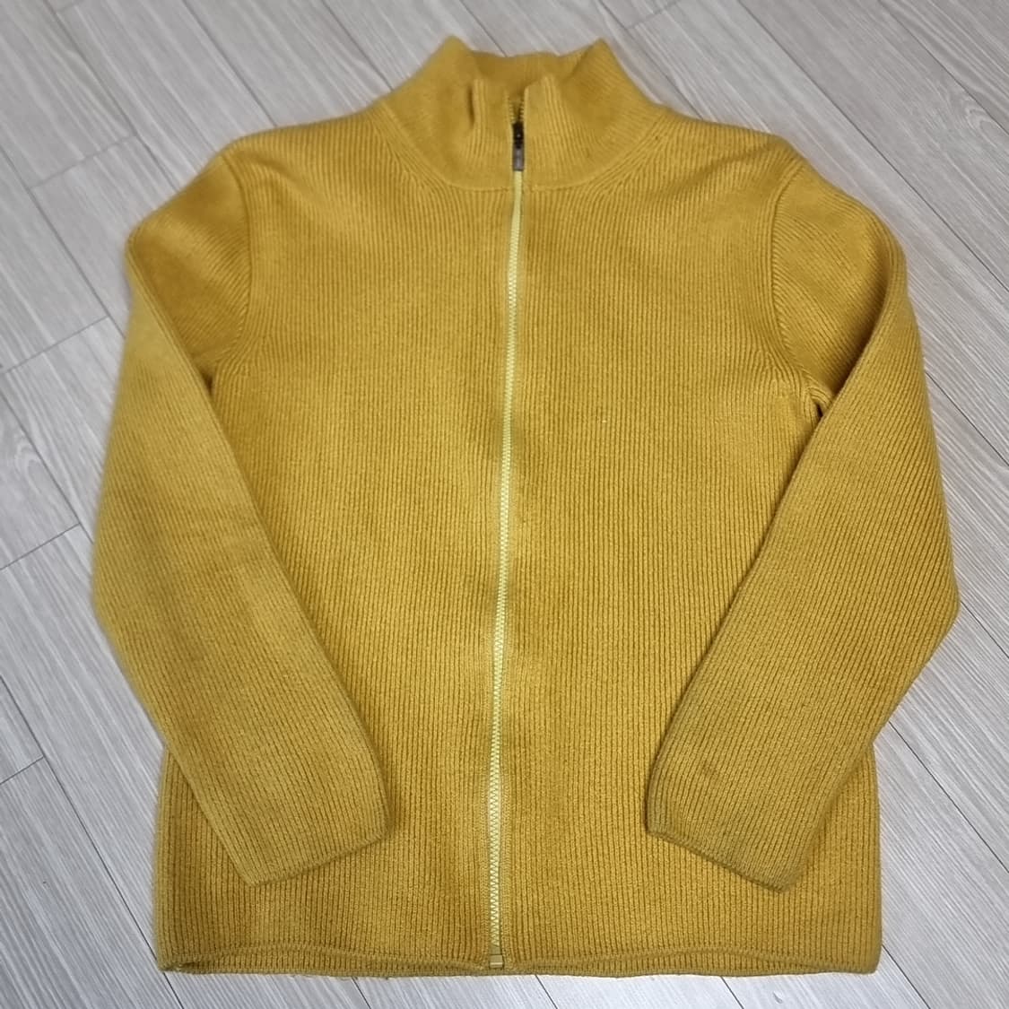 인터메조 골지 니트 짚업 가디건 옐로우(100) 상품이미지1