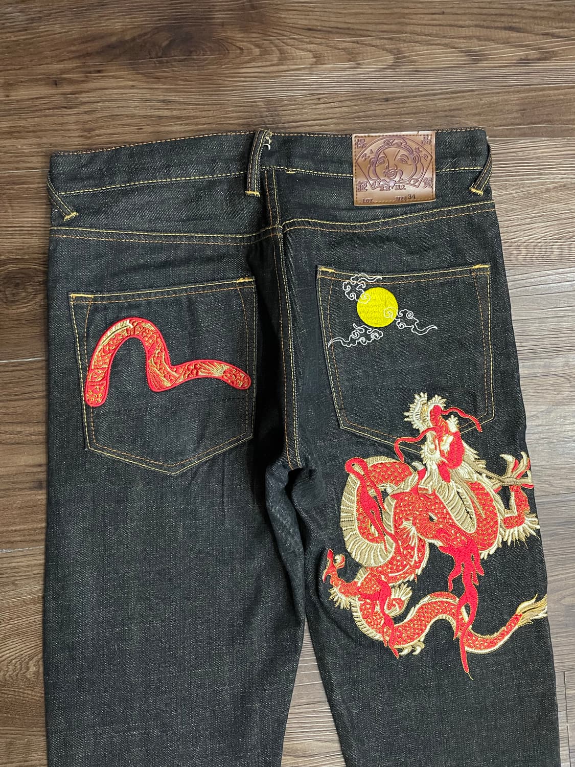 에비수 재팬 용자수 레드 드래곤 자수 데님 팬츠 상품이미지7