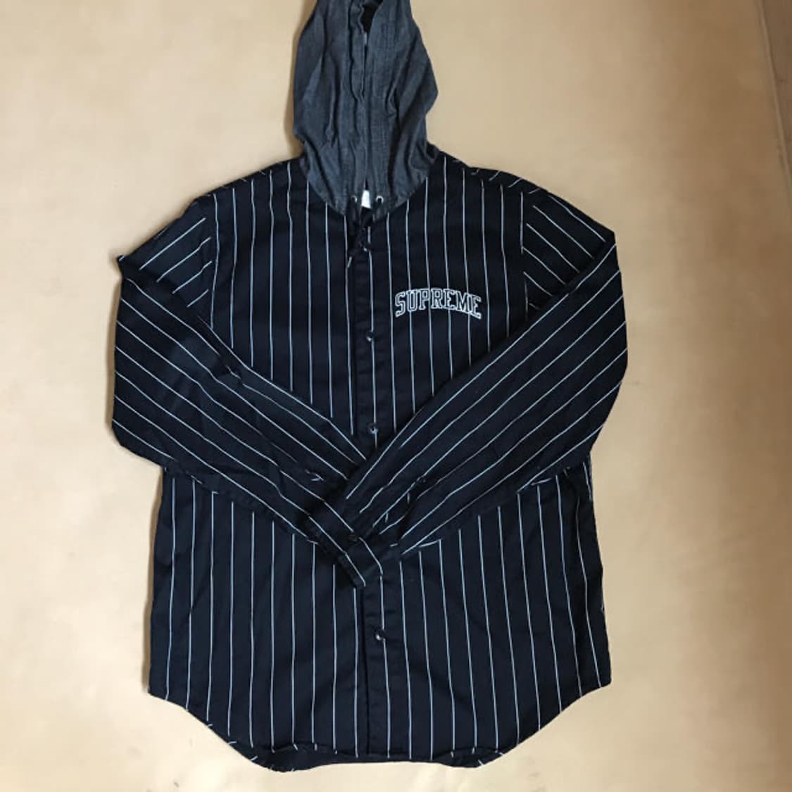 슈프림 14FW 데님 후디드 베이스볼 후드셔츠 블랙 상품이미지2