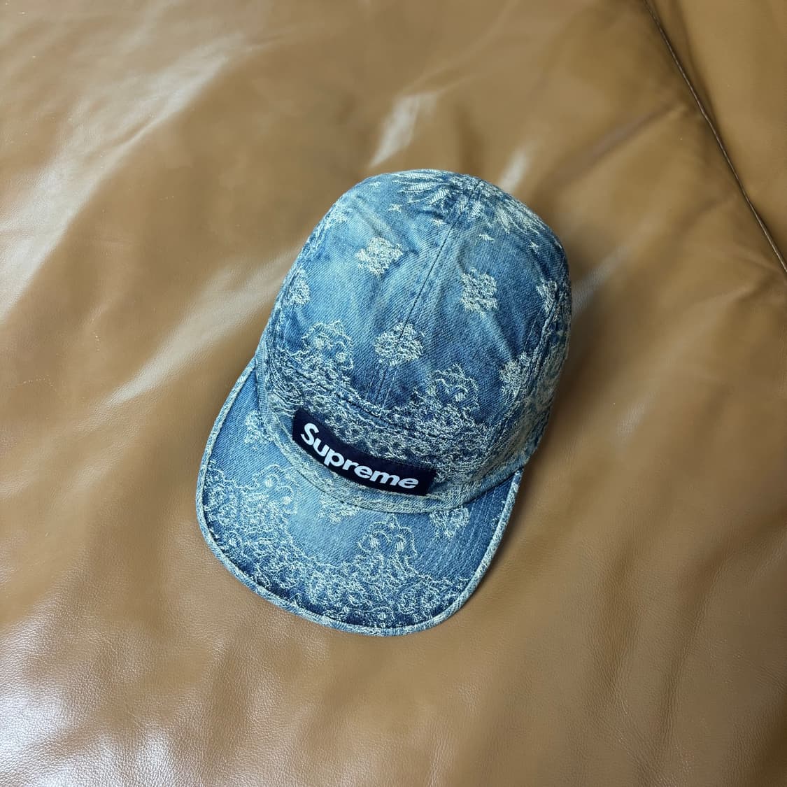 슈프림 캠프캡 모자 박스로고 반다나 워시드 데님 상품이미지5