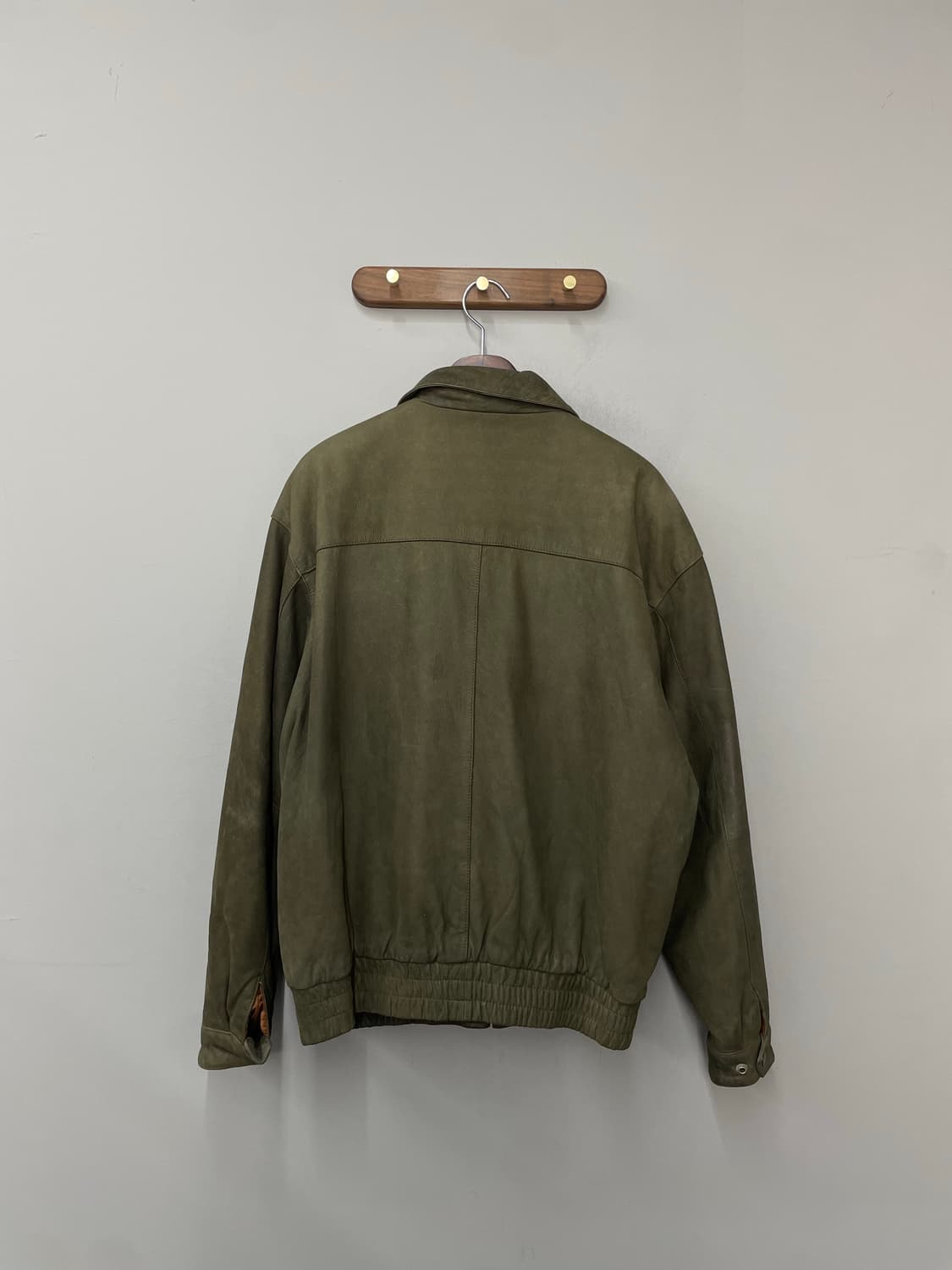 빈티지 올리브 그린 가죽 봄버 자켓 H2438 상품이미지3