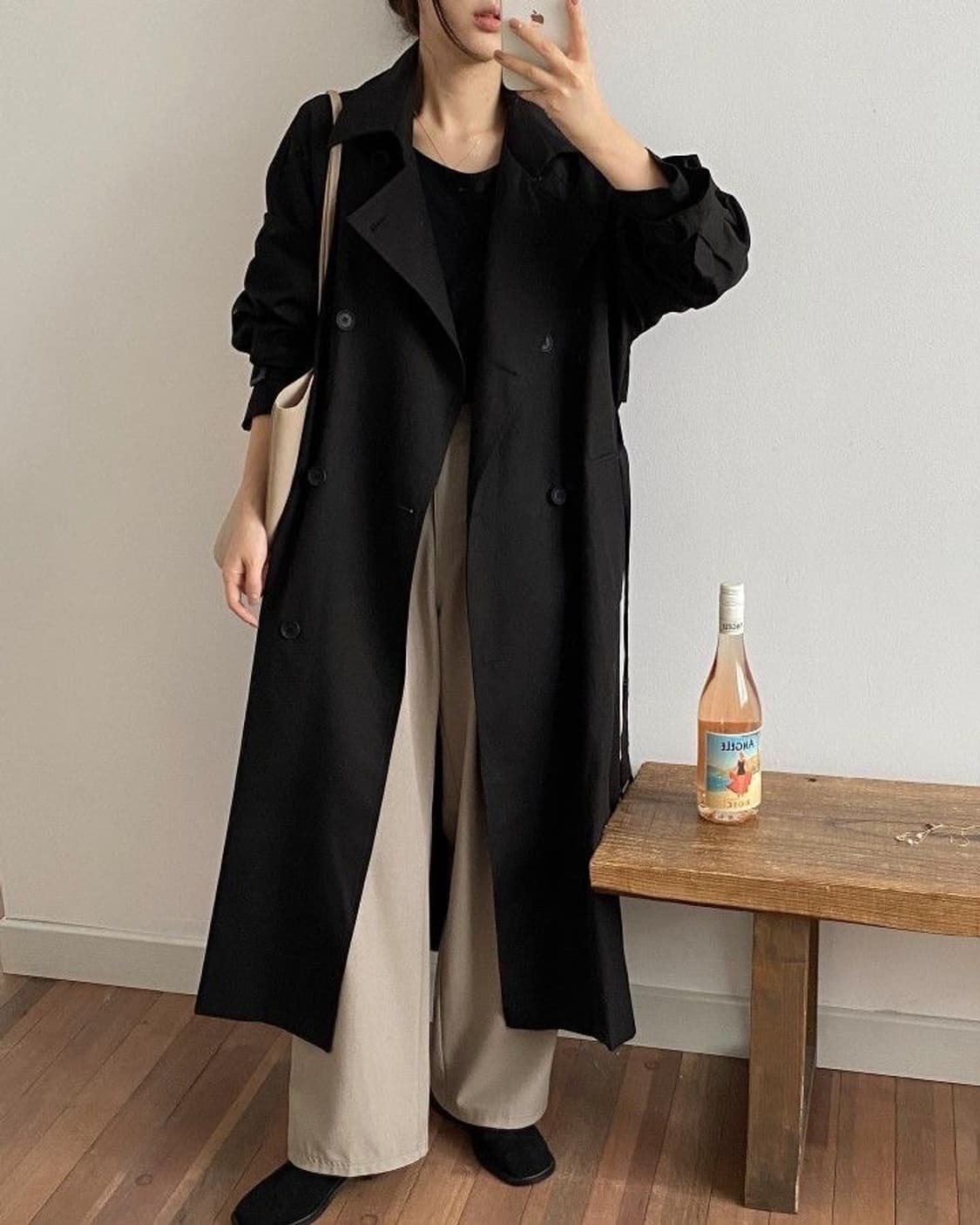 산드로 블랙 미니멀 트랜치 코트 상품이미지2