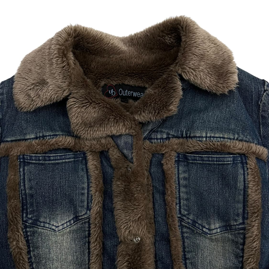 빈티지 브라운 퍼 데님 자켓 L 상품이미지5