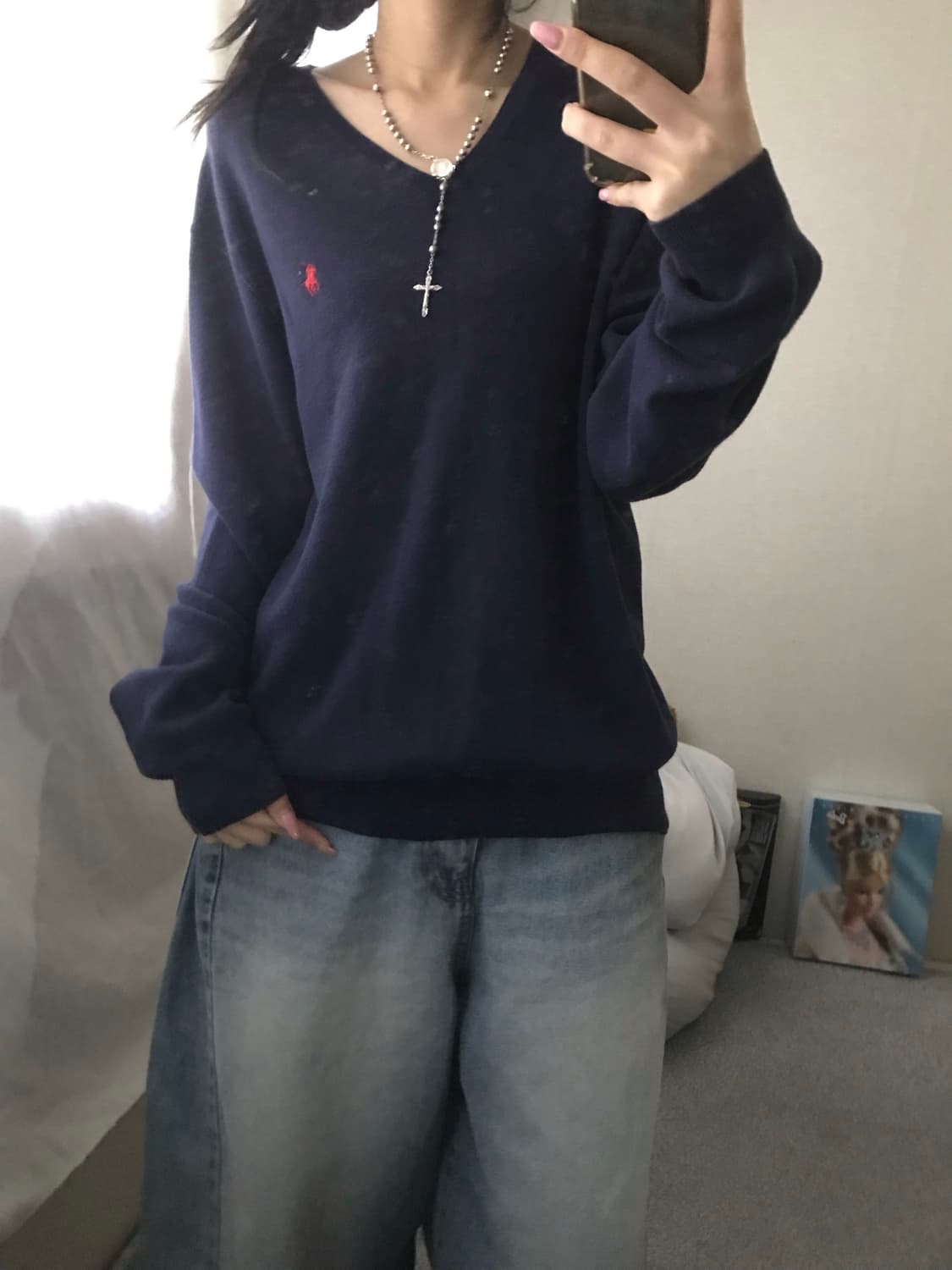 폴로 네이비 브이넥 니트 상품이미지5