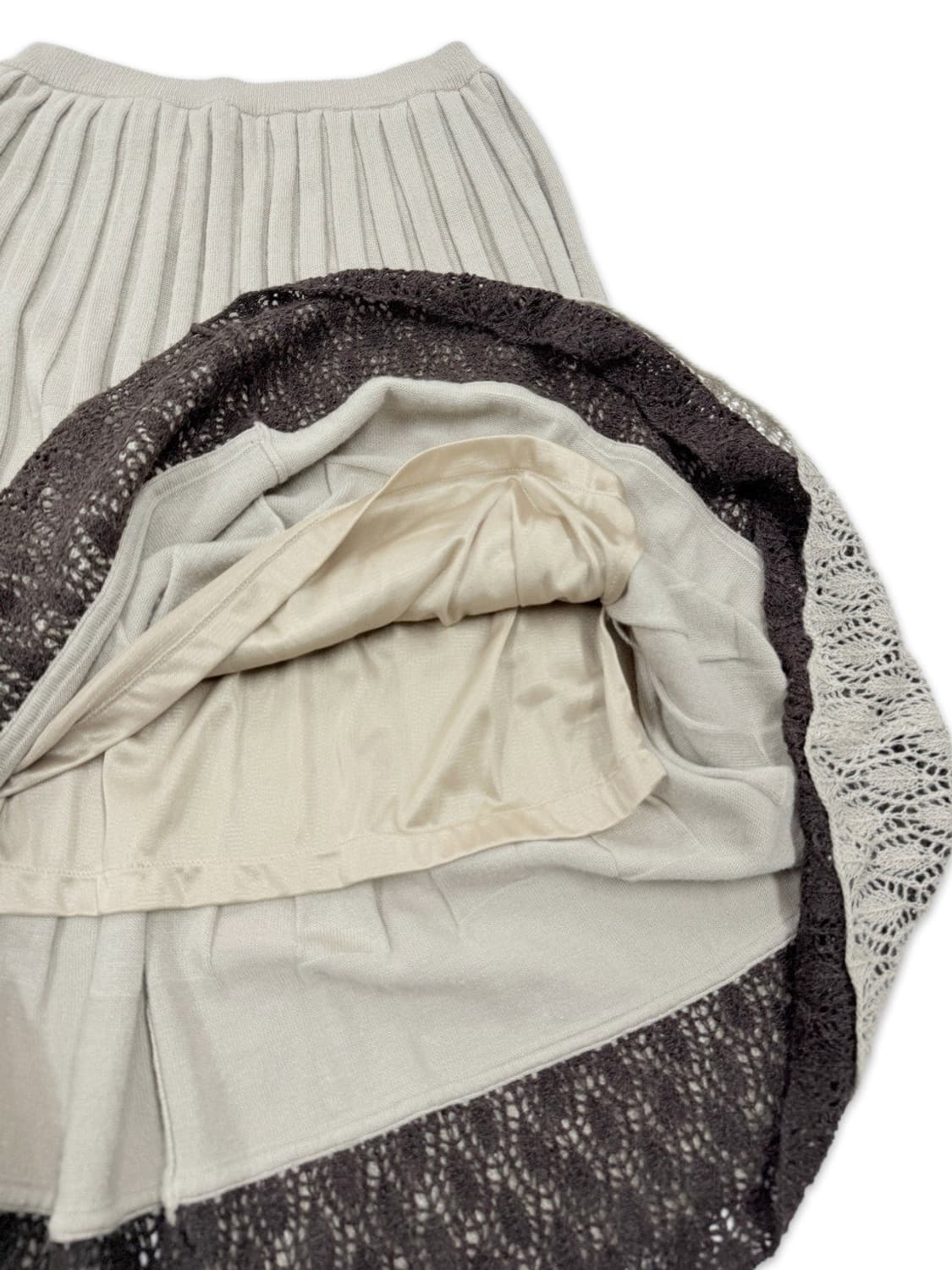 빈티지 베이지 브라운 니트 롱 스커트 상품이미지4