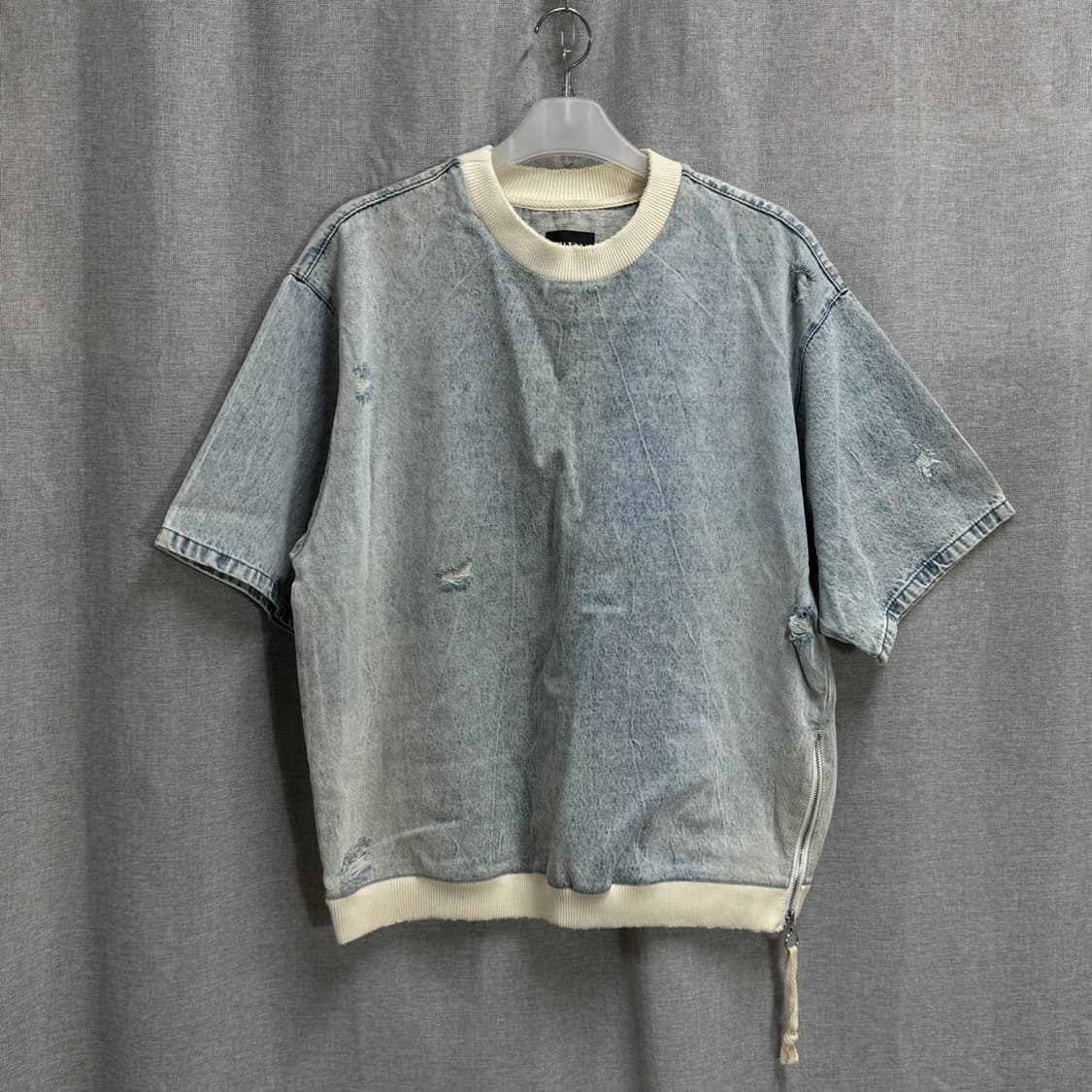 자라 zara 오버핏 데님 워싱 반팔 맨투맨 상품이미지1