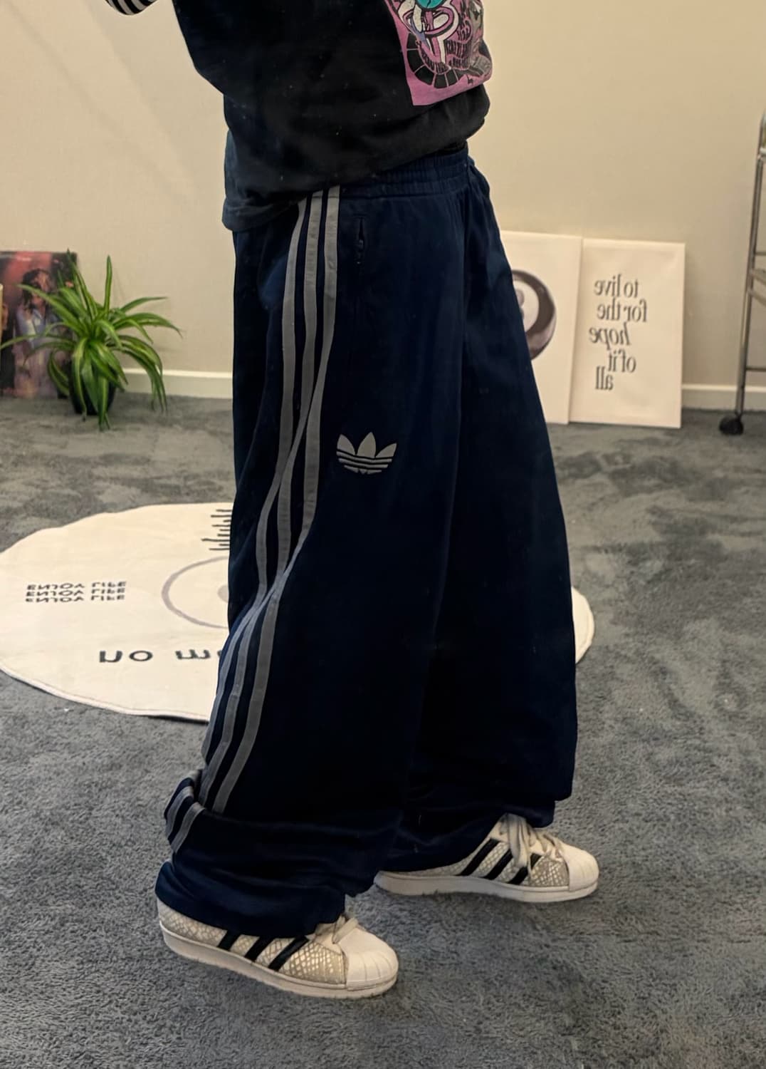 90s ADIDAS 구파이어버드 네이비&그레이 져지 트랙팬츠 상품이미지1