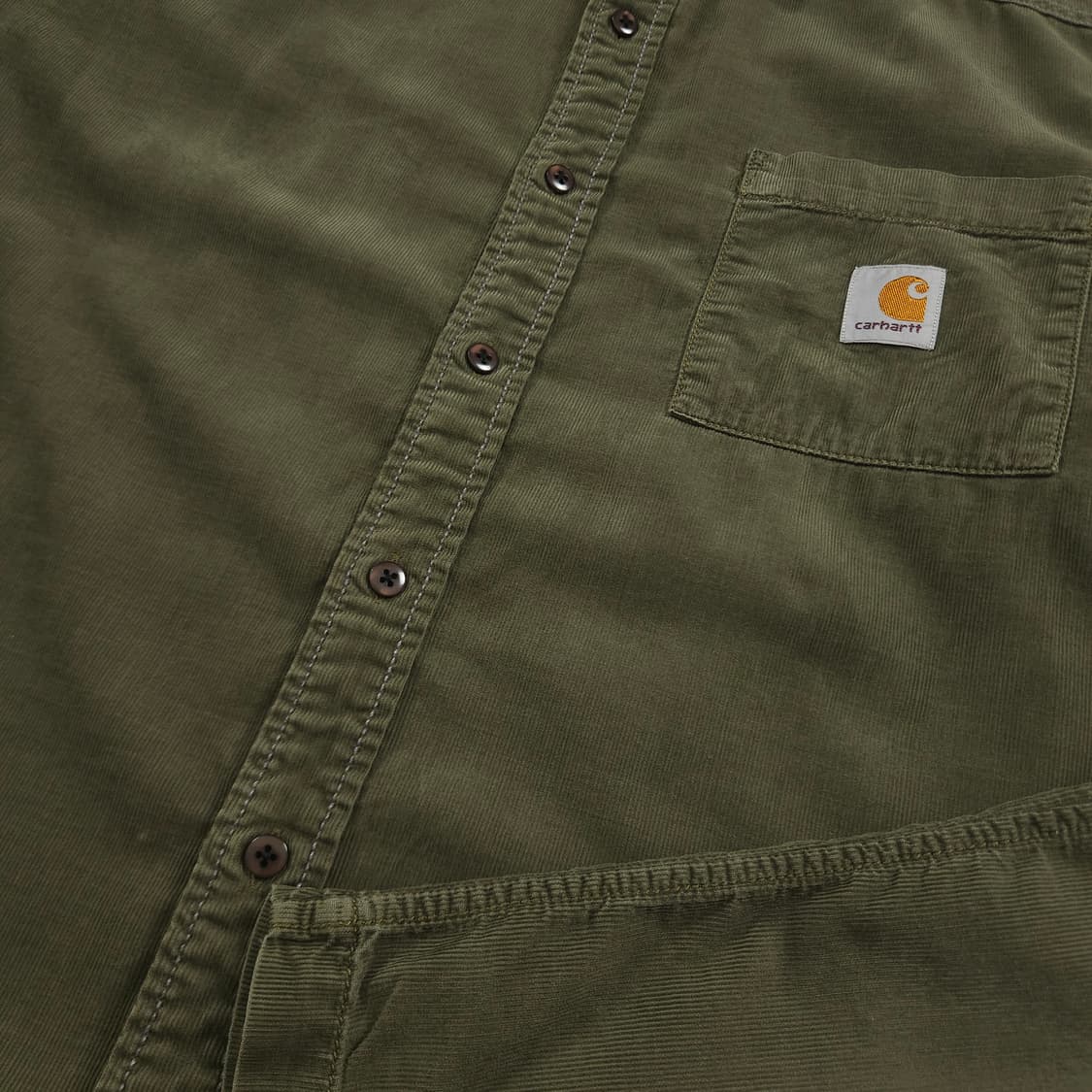 L(100) 칼하트 리워크 코듀로이셔츠 빈티지카키 상품이미지5