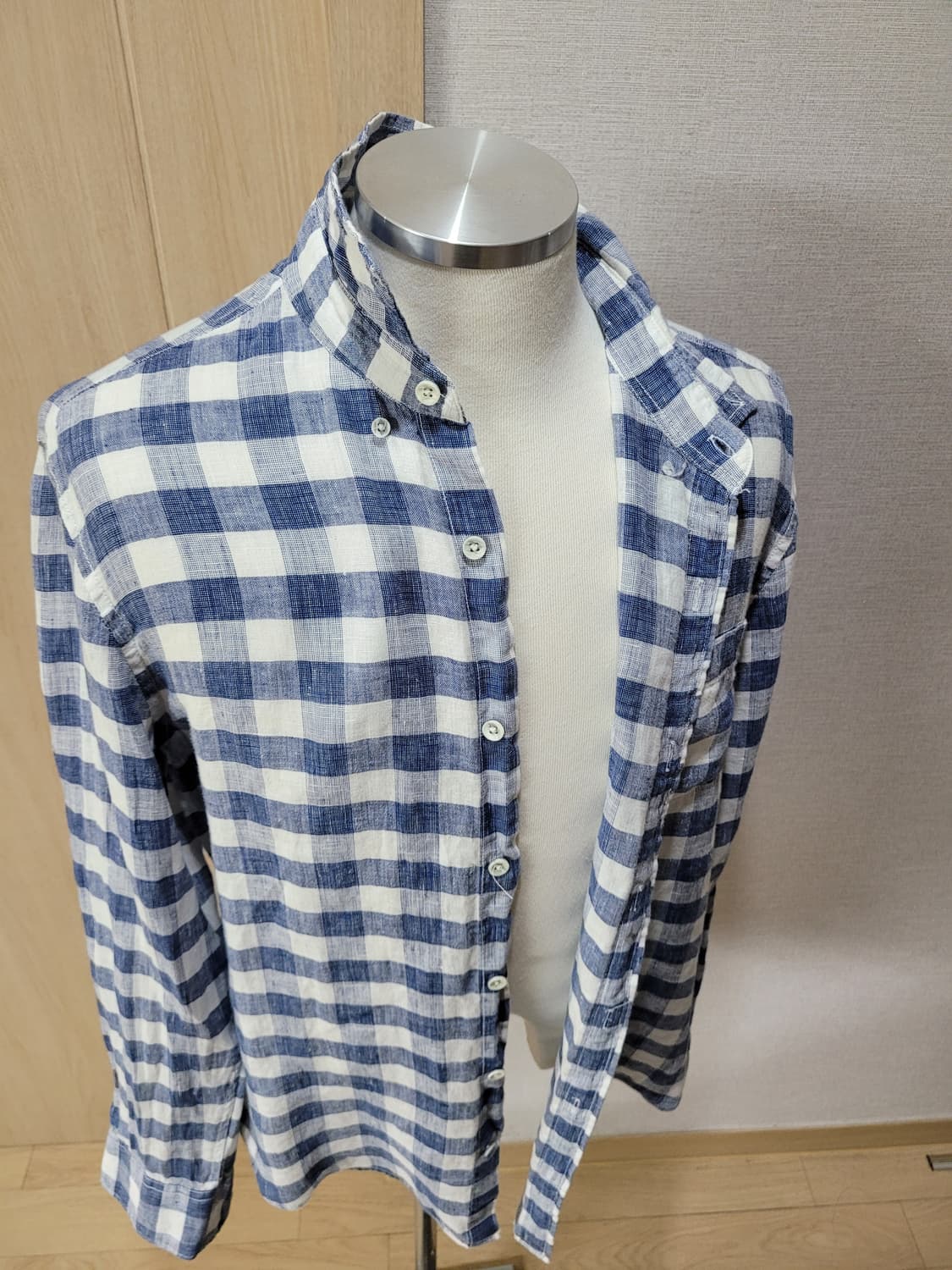 유니온베이 Unionbay 남자 린넨 체크셔츠 105 블루 상품이미지7