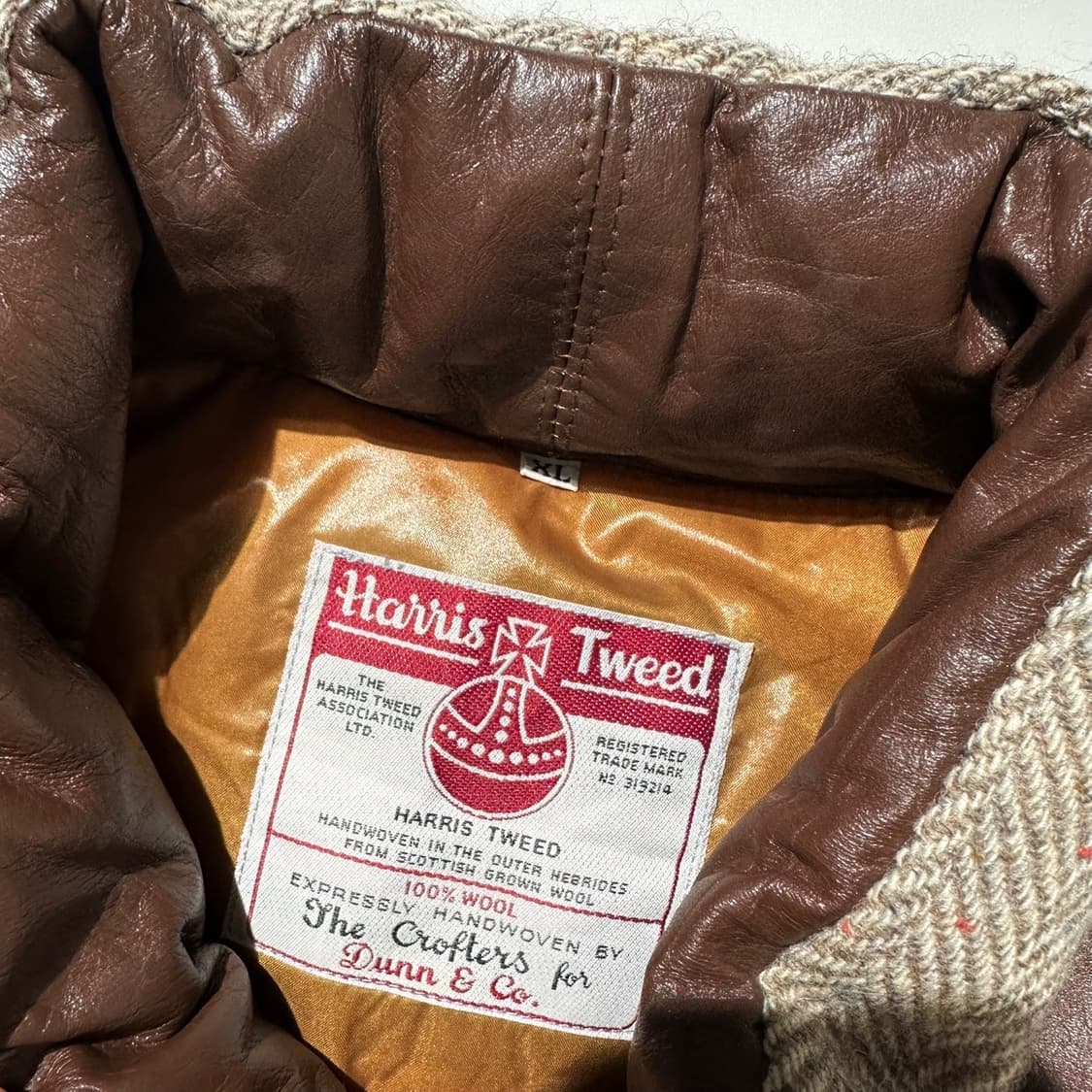 해리스 트위드 헤링본 레더 배색 웨스턴 패딩 베스트 상품이미지4