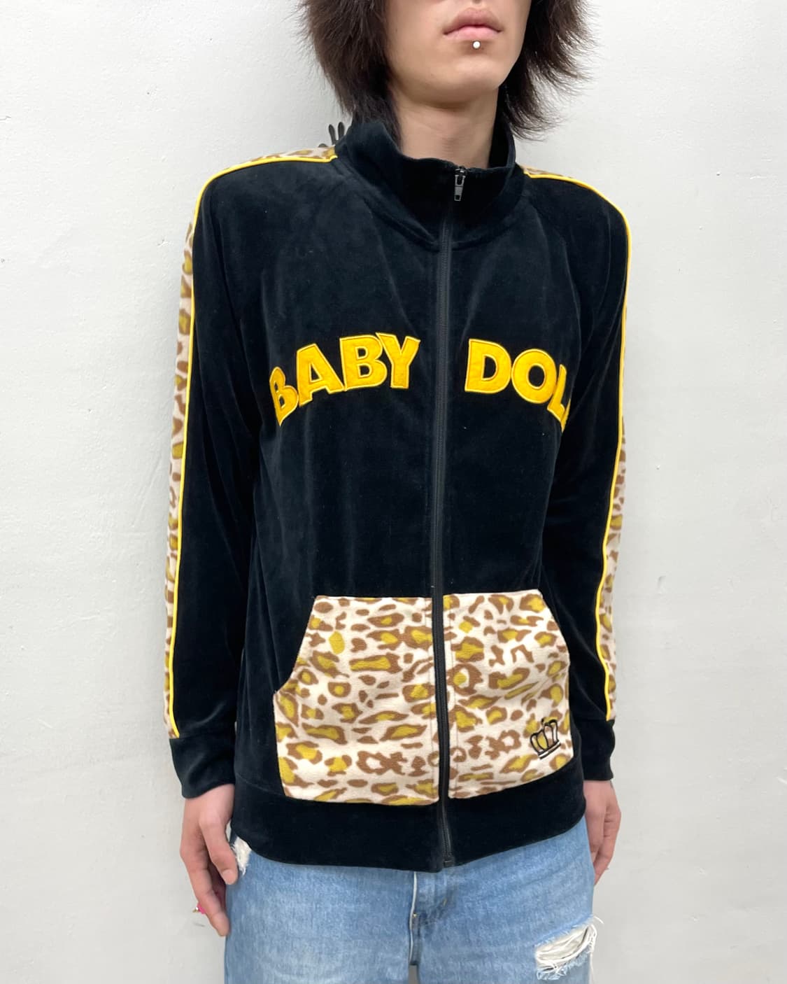 Baby doll leopard velvet track top 상품이미지3