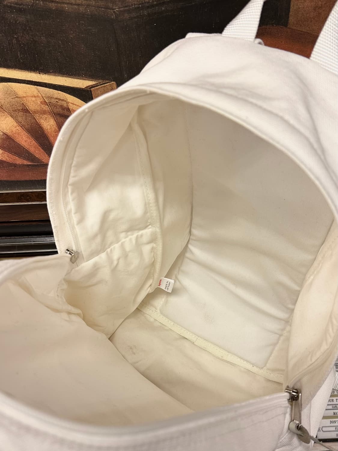 슈프림 화이트 캔버스 백팩 상품이미지6