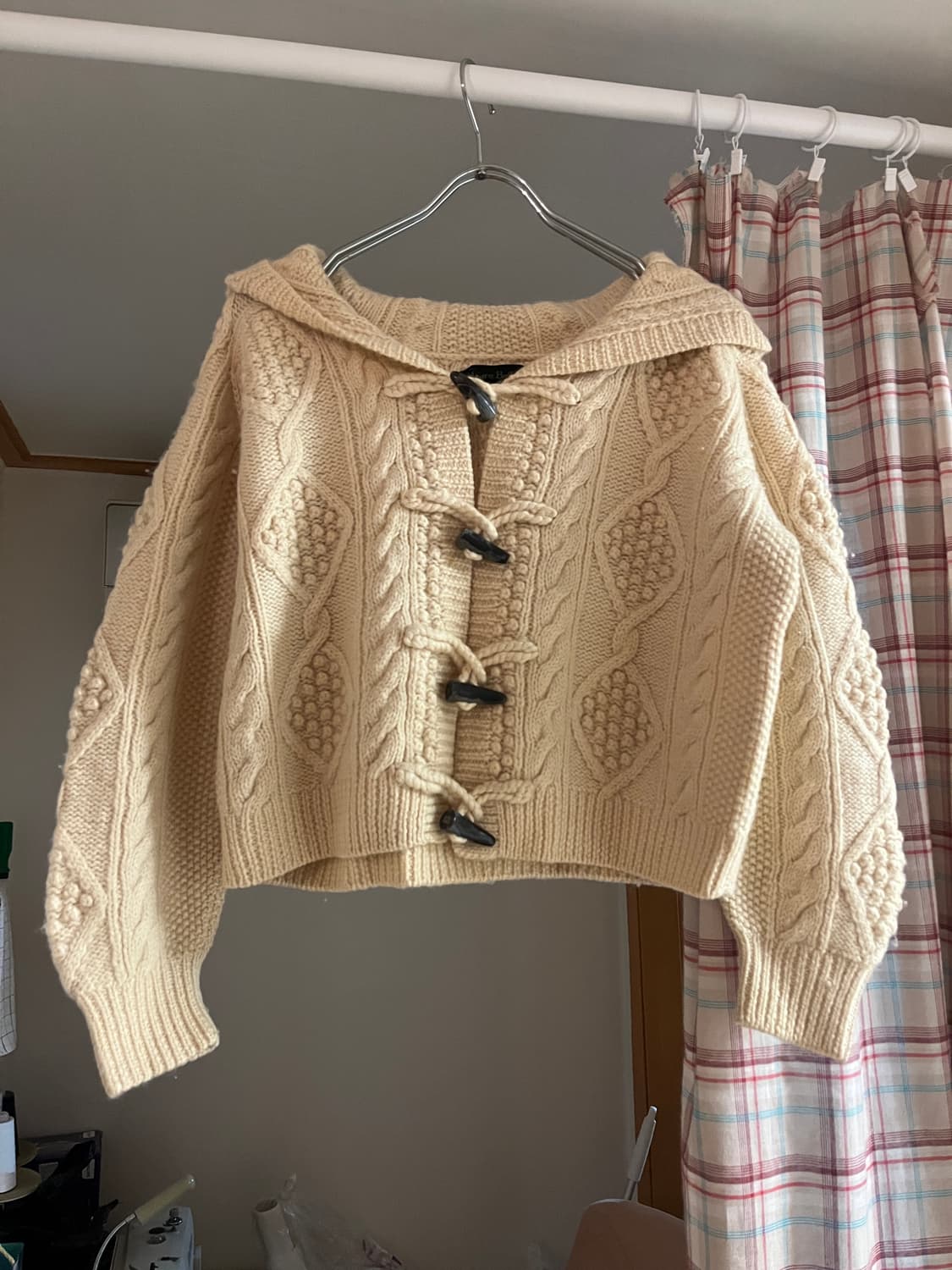 JPN 울 후드 떡볶이 단추 가디건 상품이미지1