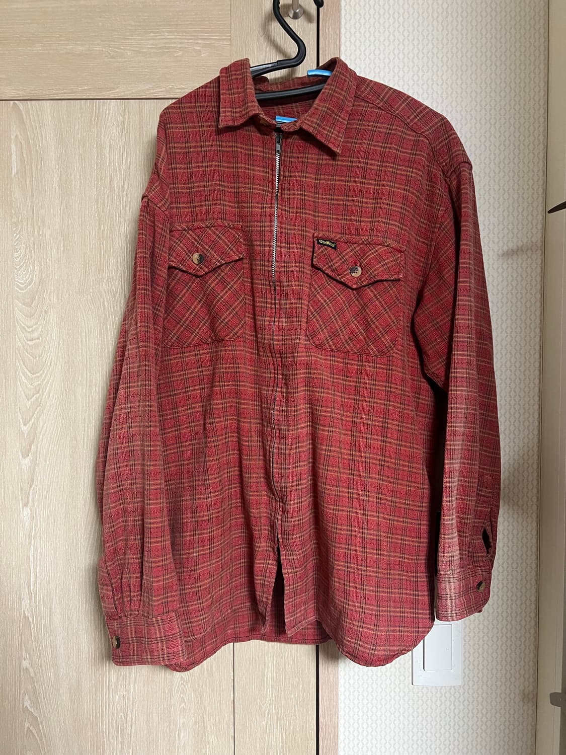 빈티지 오시코시 레드 체크 셔츠 집업 자켓 상품이미지1