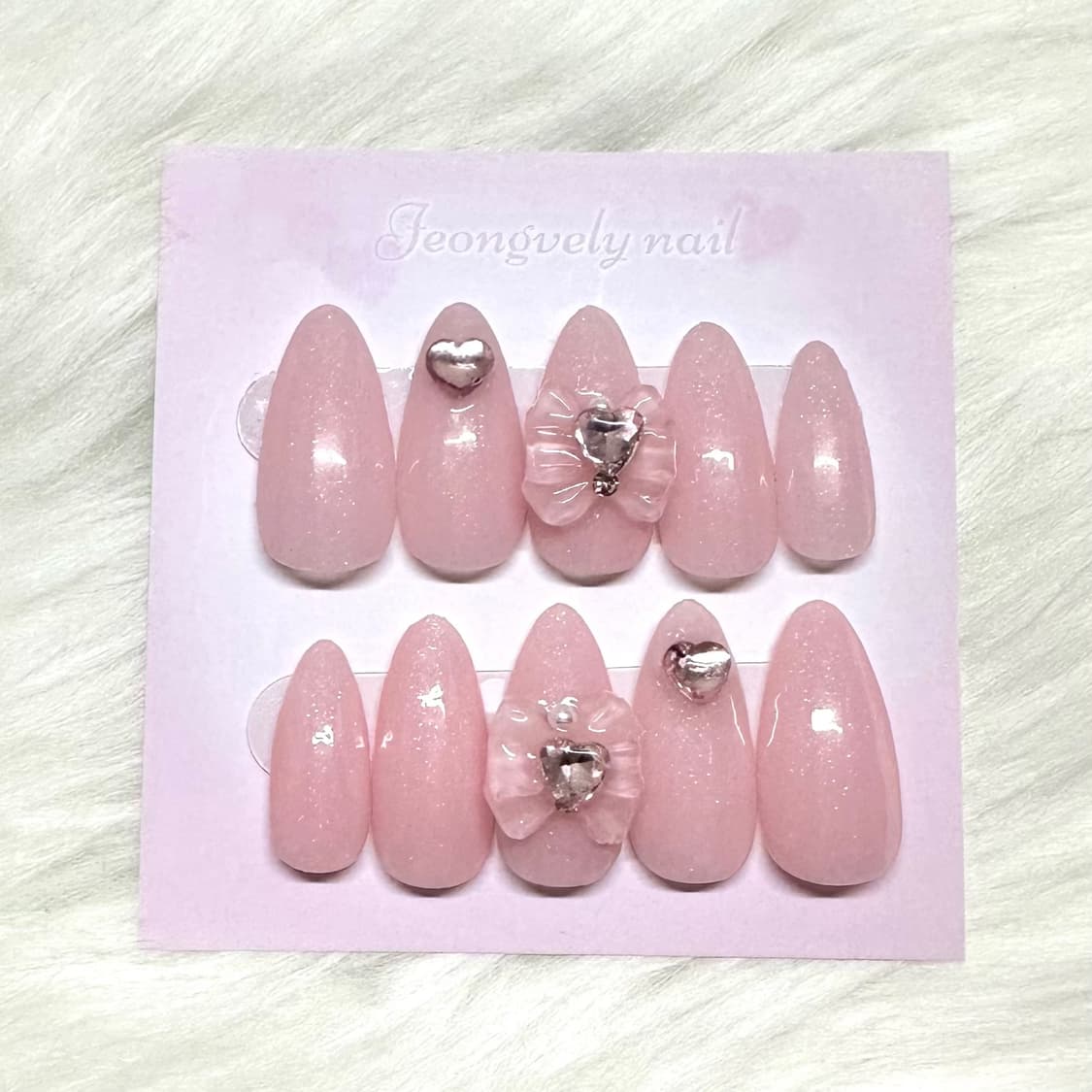 하트 크리스탈 핑크 수제네일팁 일본 공주 네일 상품이미지2