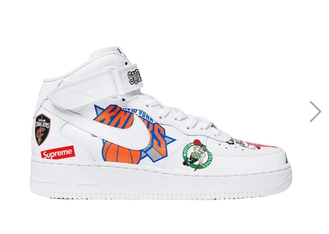 [새상품] 나이키 x 슈프림 에어포스 1 미드 NBA 화이트 270 /  상품이미지1