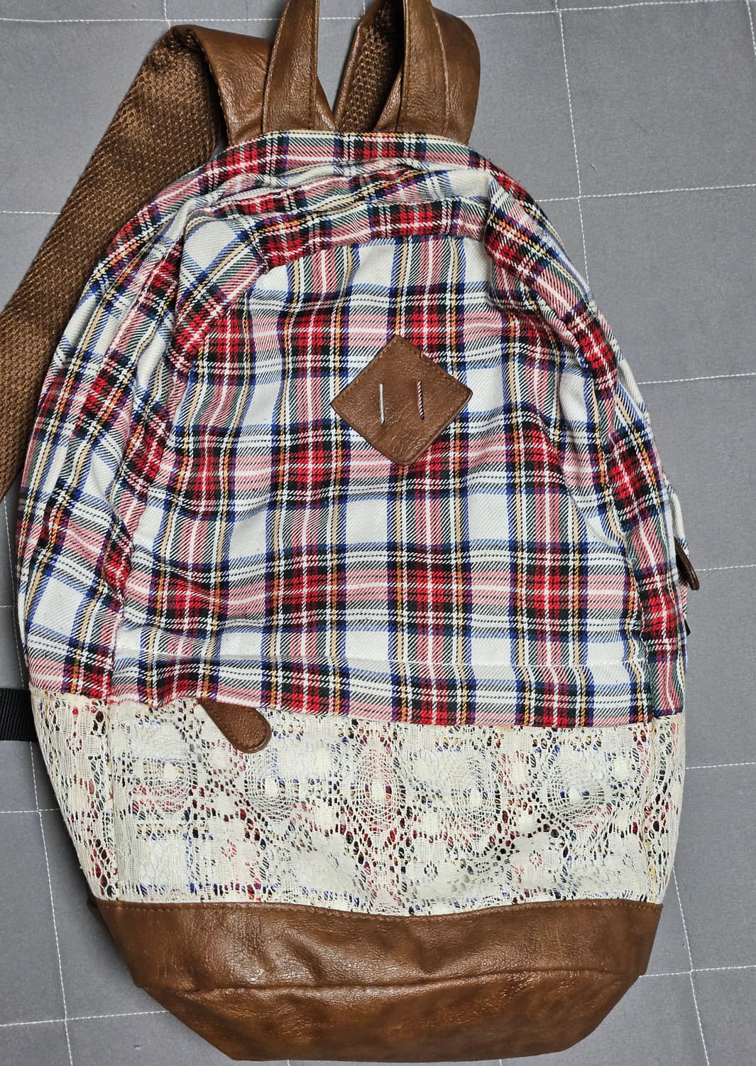일본 빈티지 체크무늬 백팩/모리걸 y2k 상품이미지2