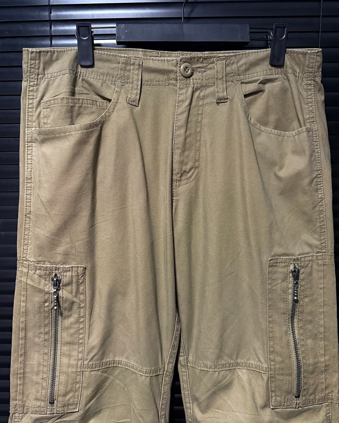 일본 워크 아미 밀리터리 멀티 포켓 베이지 빈티지 파라슈트 카고 와이드  상품이미지3