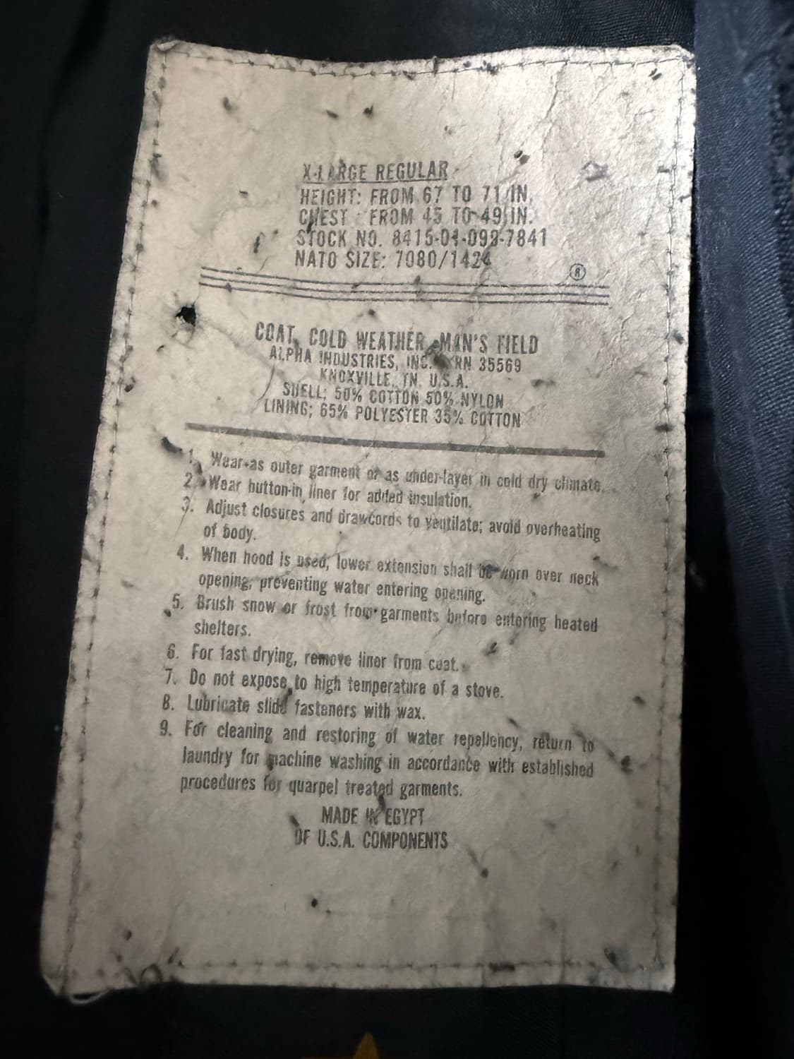 알파인더스트리 왁싱 bic 라이터캡 장식 디스트로이드 m65필드자켓 상품이미지10