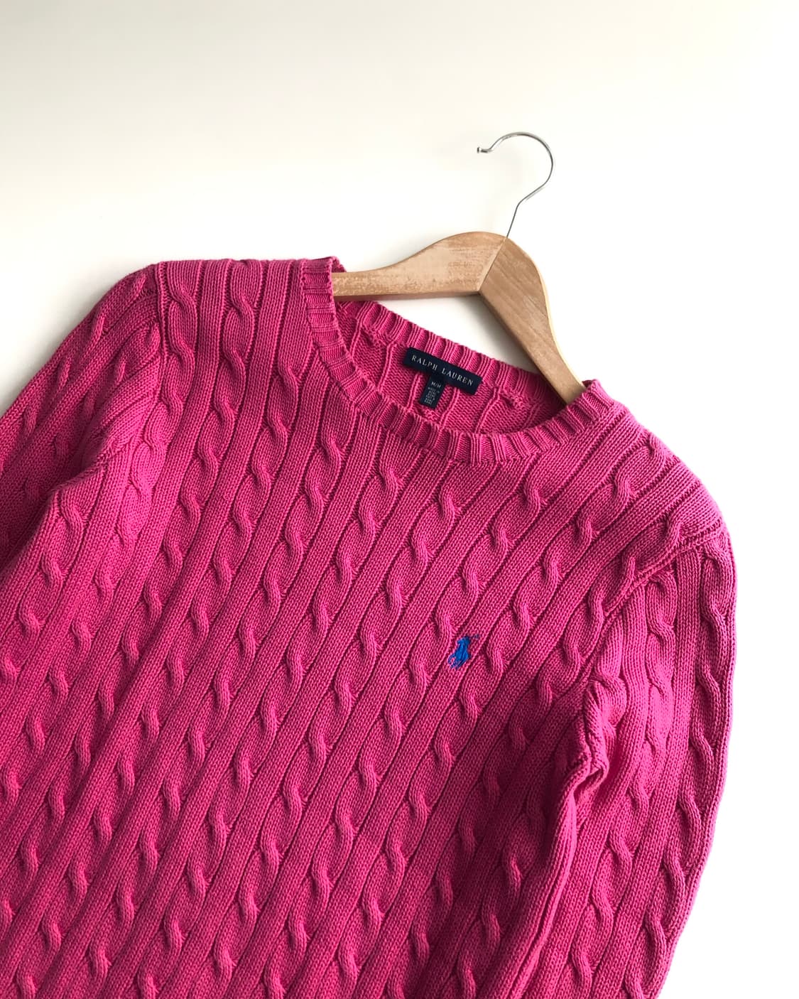 Polo 폴로 랄프로렌 쿨핑크컬러 케이블 코튼 니트 상품이미지3