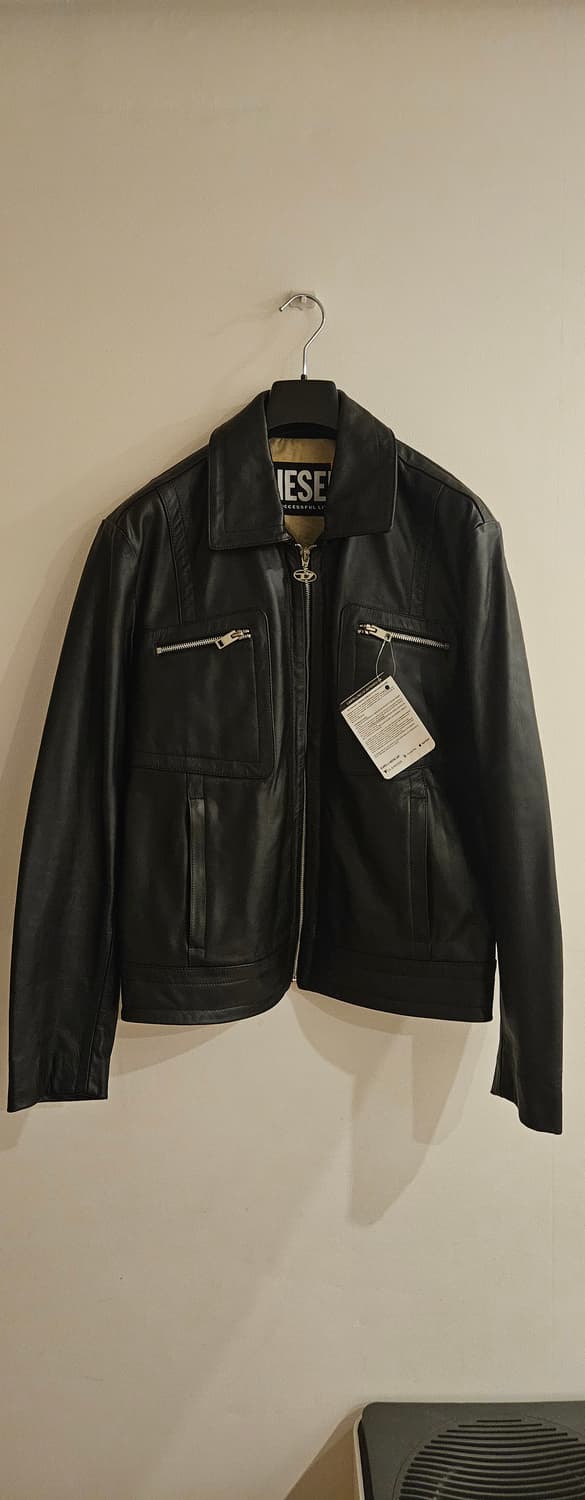 디젤 디젤 남성 L 케일 가죽 재킷 - 블랙 / A035600SHAA9X 상품이미지6