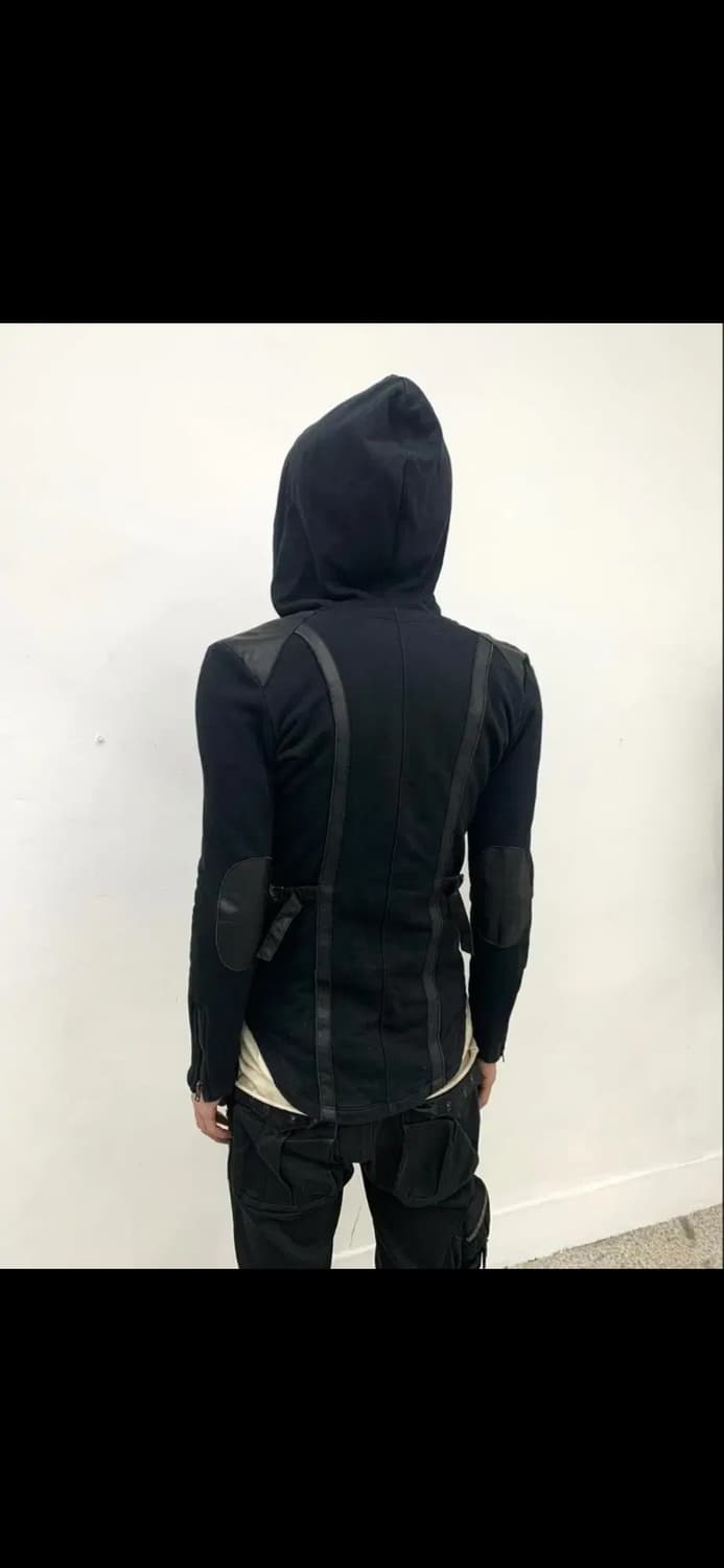 Leather strap unbalanced hoodie 상품이미지1