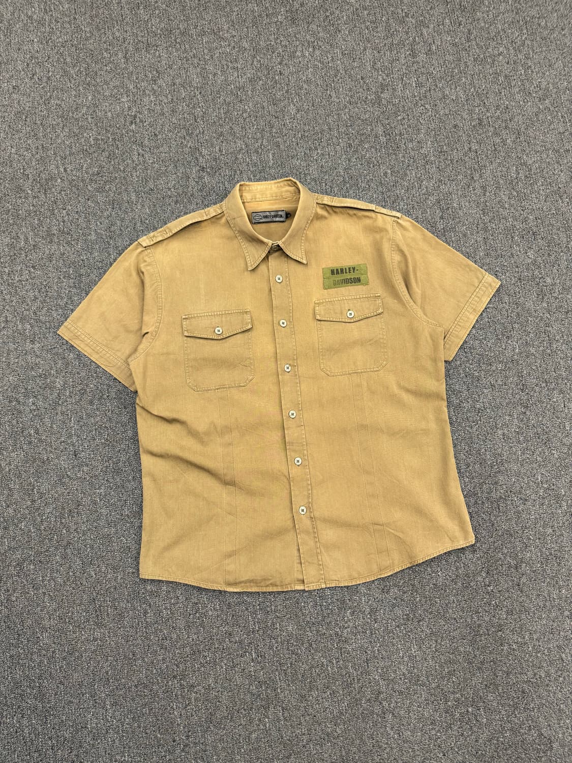 XL)할리데이비슨 빈티지 올리브 사파리 반팔셔츠 상품이미지2