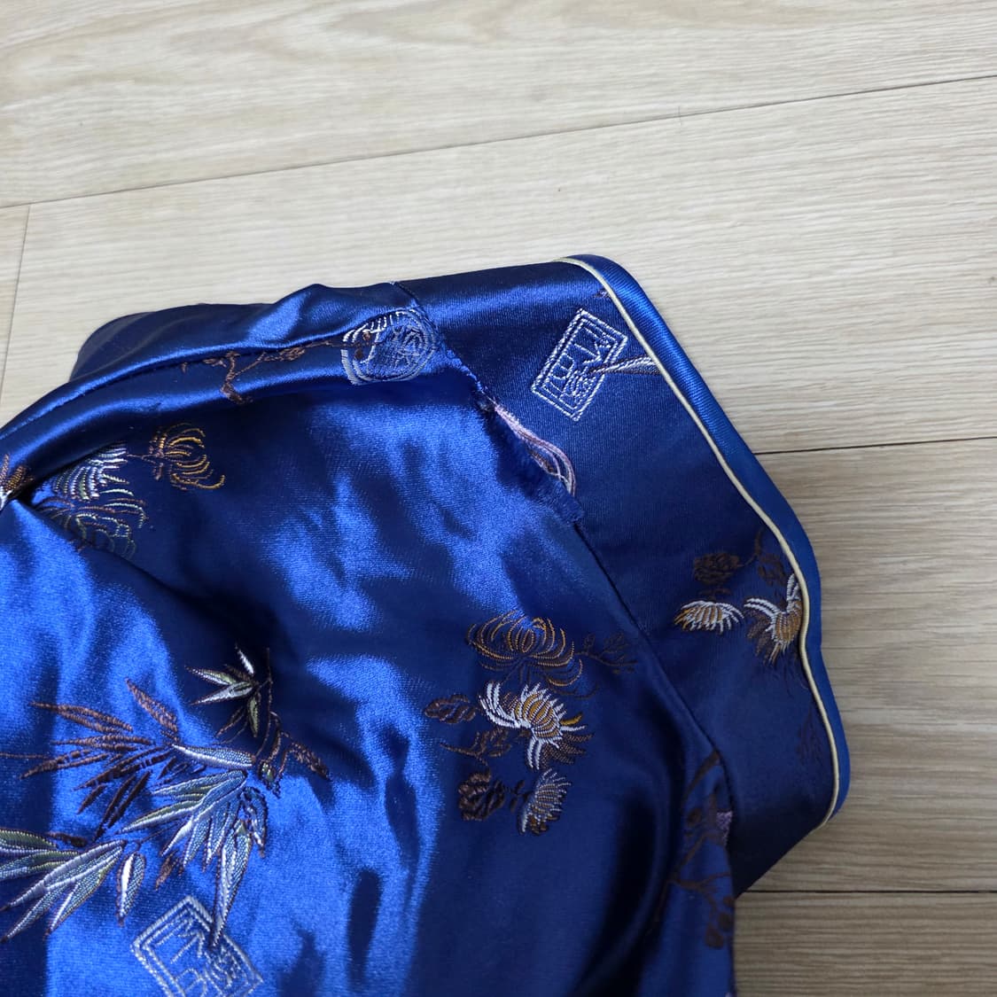 차이나빈티지)블루 플라워패턴 트임섹시 롱 치파오원피스 상품이미지5