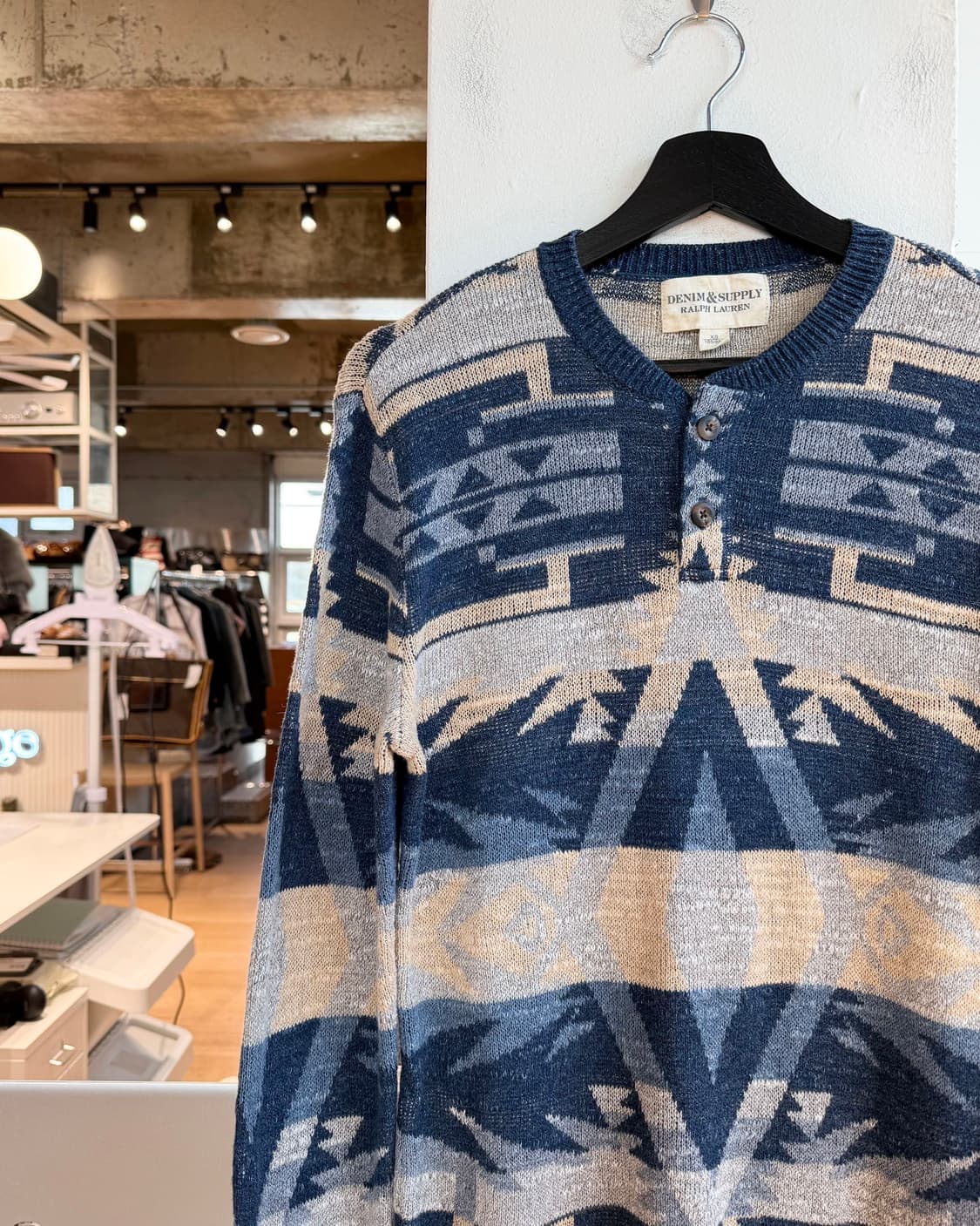 데님 앤 서플라이 랄프 로렌 블루 아즈텍 헨리넥 니트  상품이미지4