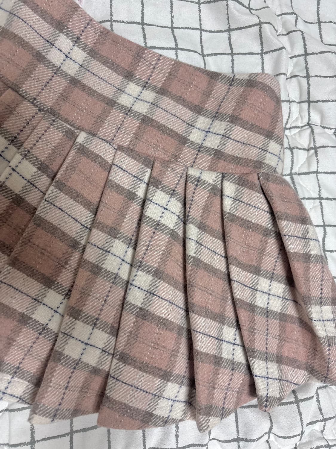 (새상품)클리시어 피치모카 울 플리츠 스커트 딸기초코 스커트 S 상품이미지7