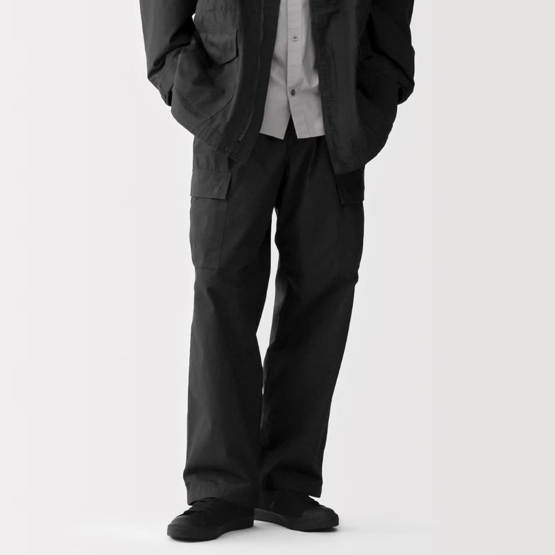 무인양품 LABO 코튼 라이트 캔버스 이지 카고 팬츠 블랙 L 상품이미지1