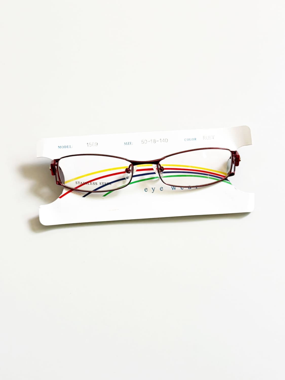 90s TOKIO 루비 레드 메탈 슬림 스퀘어 빈티지 안경 상품이미지2