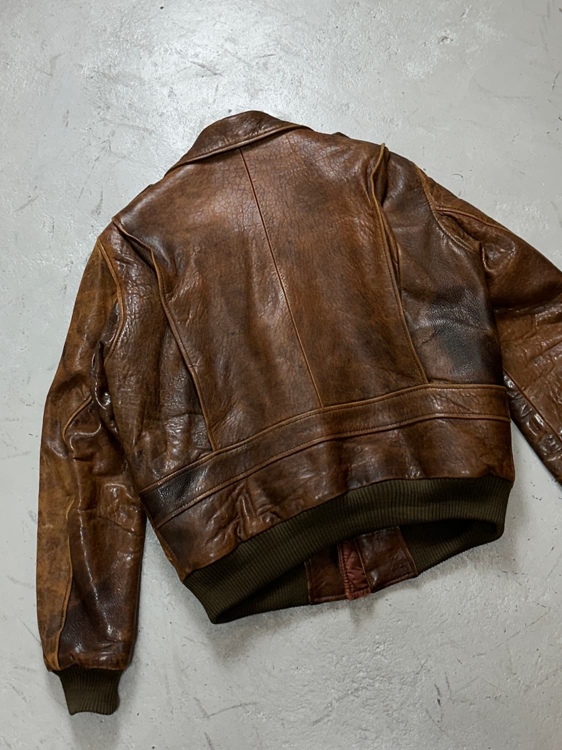 90's 시어스 오크브룩 디스 레더 봄버 자켓 빈티지 봄버 가죽 자켓 상품이미지6