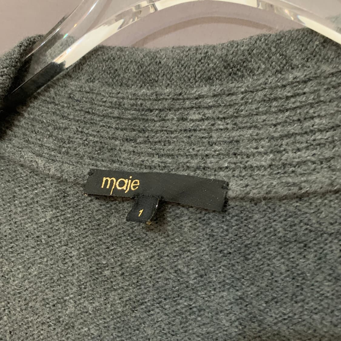 1 MAJE 마쥬 양가죽 배색 오픈 숄카라 니트 가디건 상품이미지6