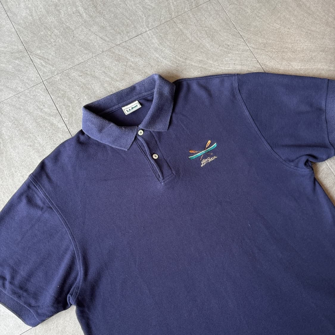 90년대 생산 L.L.Bean 엘엘빈 네이비 카라 티셔츠  상품이미지2