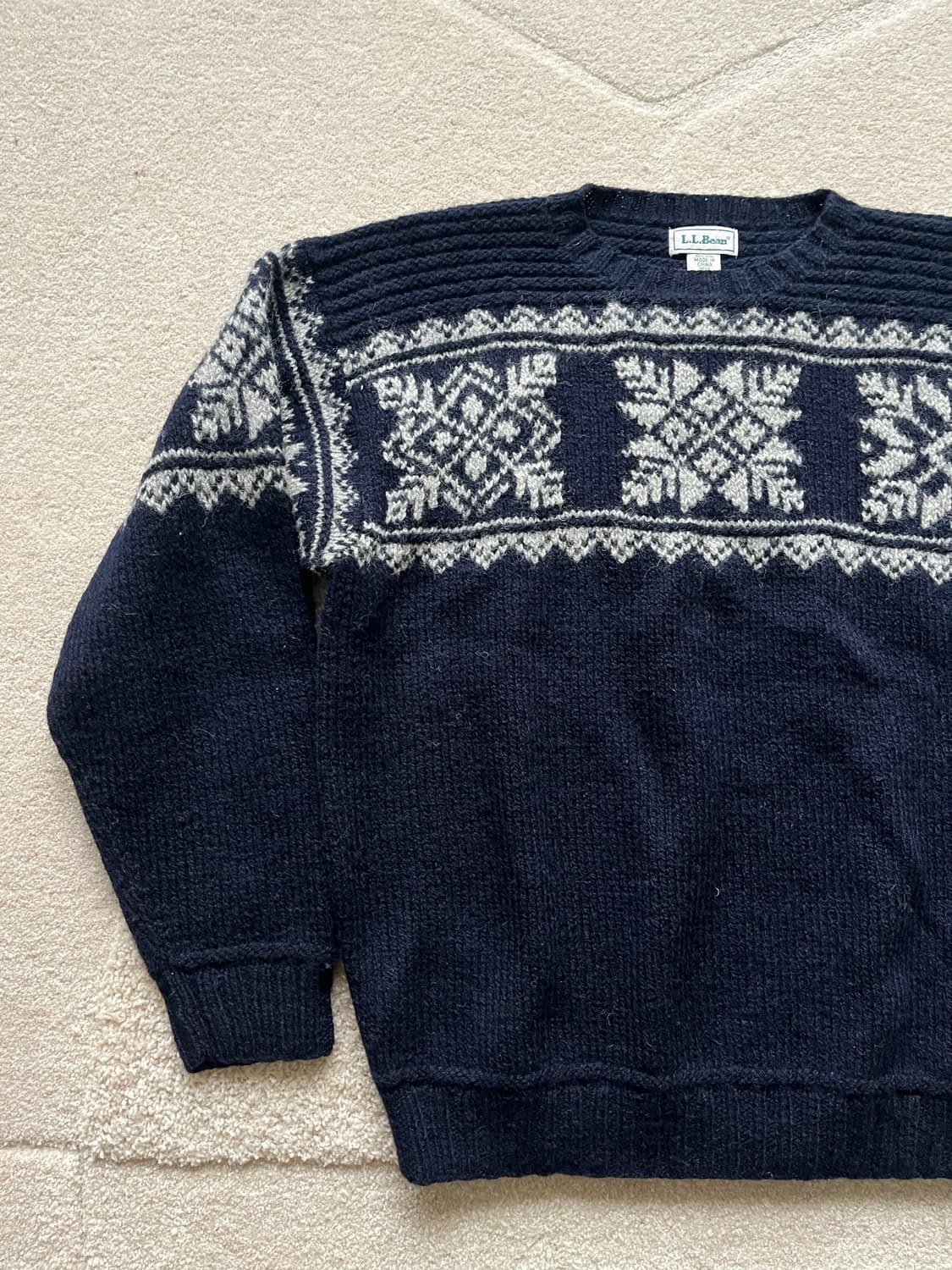 90s 엘엘빈 노르딕 스노우플레이크 100% 울 니트 스웨터 (105) 상품이미지4