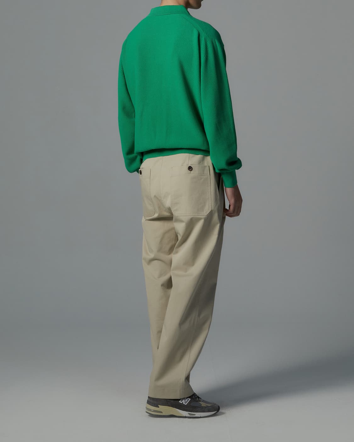 인더로우 코튼실크 니트 폴로 빈티지 그린 3사이즈 상품이미지3