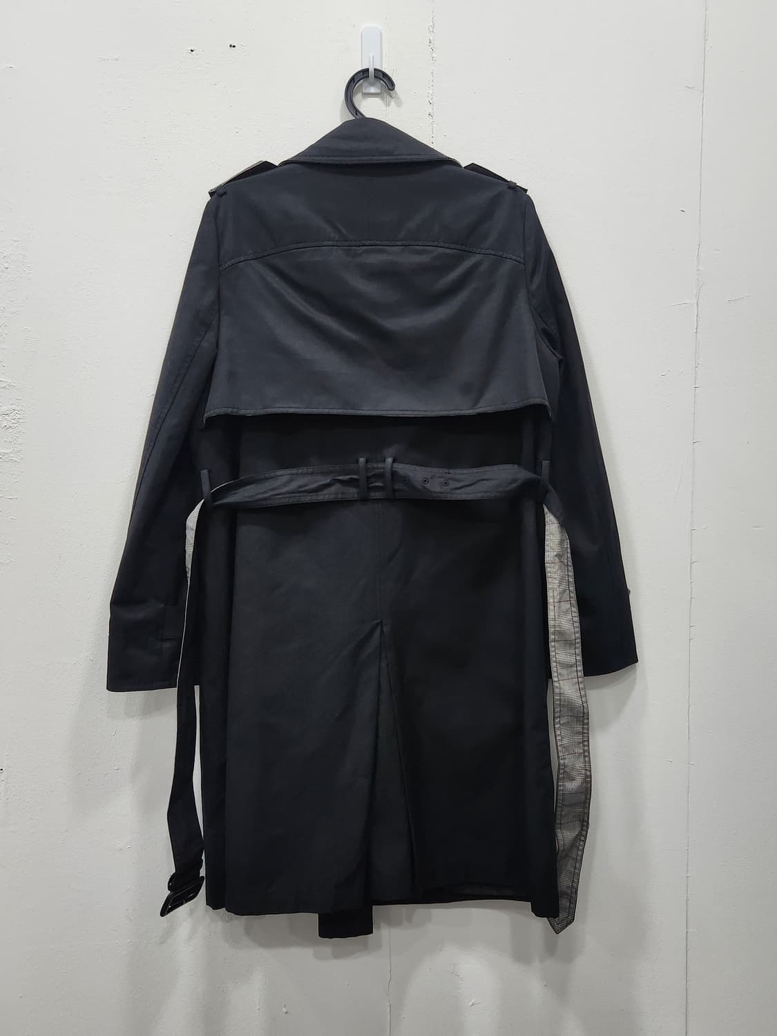 [85] 랩 LAP  블랙 트렌치 코트 여성 85사이즈 체크배색 상품이미지2