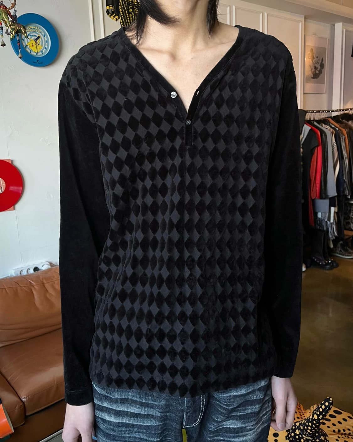 COMME CA ISM Velour Argyle Long-Sleeve 상품이미지2