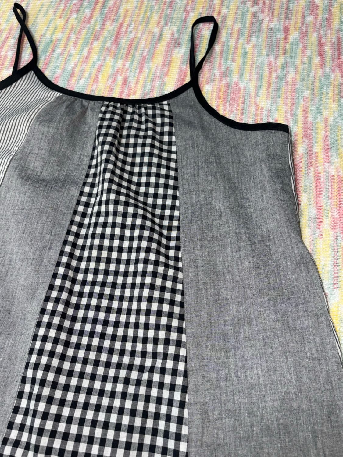 블랙 그레이 체크 슬리브리스 상품이미지6