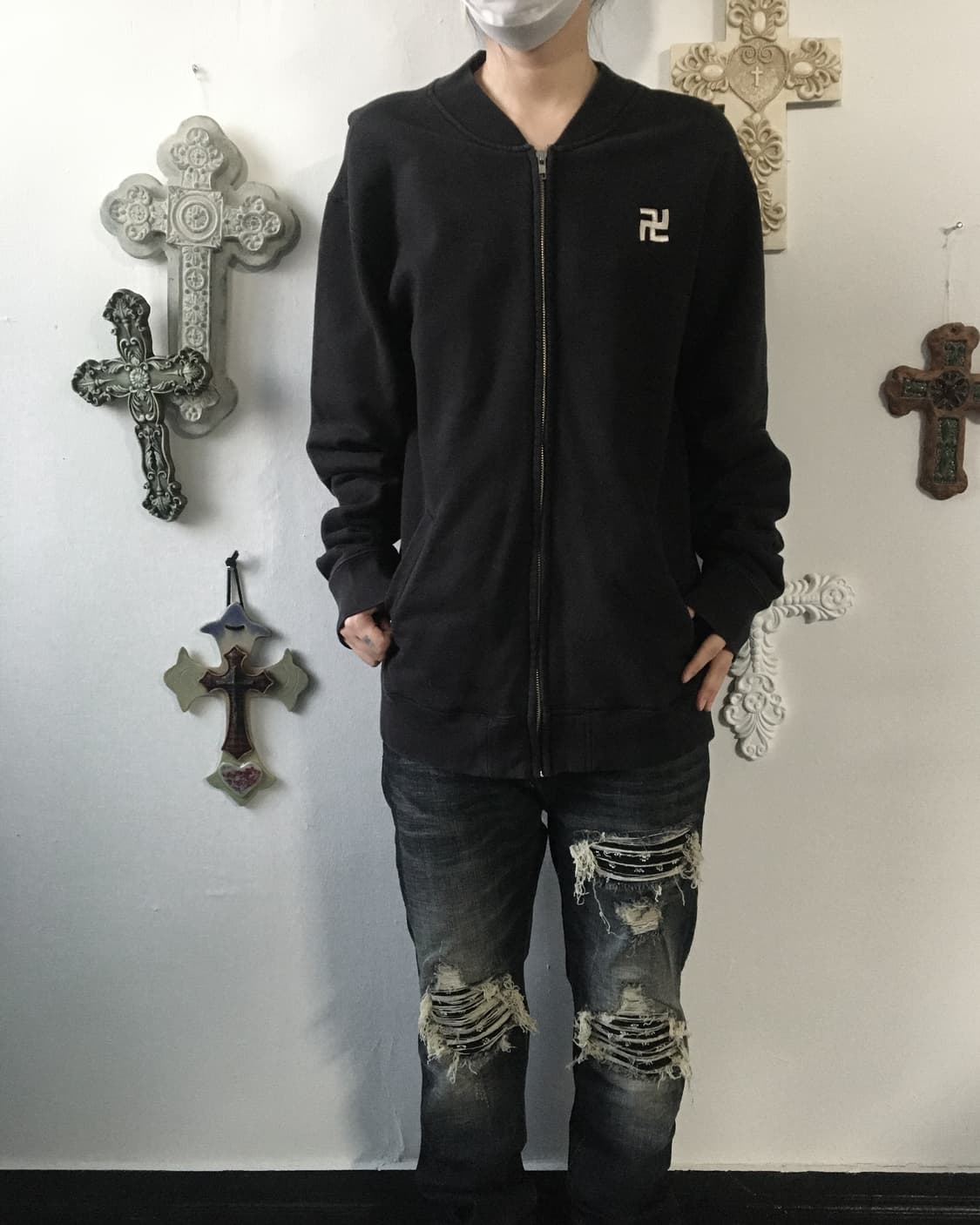 Back skull printing zip up 상품이미지6