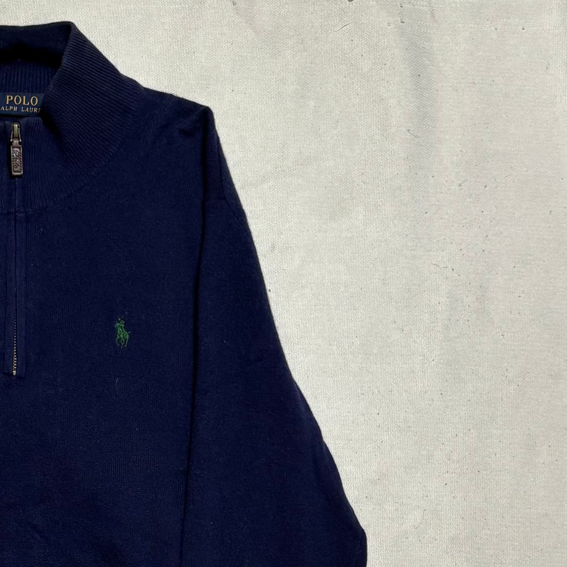 M 폴로랄프로렌 그린 포니 네이비 울 반집업 니트 상품이미지1