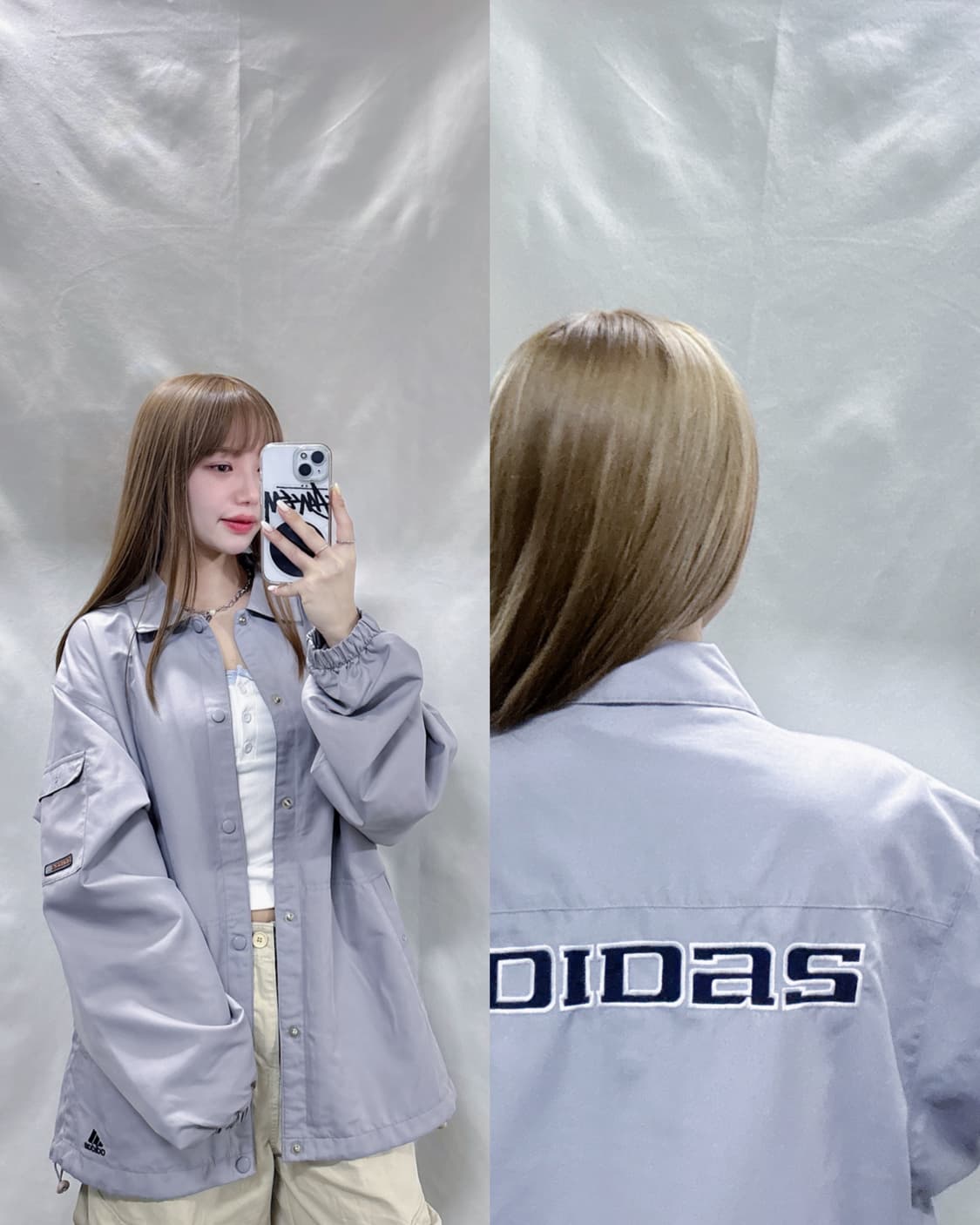 아디다스 90‘s 그레이 빅로고 코치자켓  상품이미지1