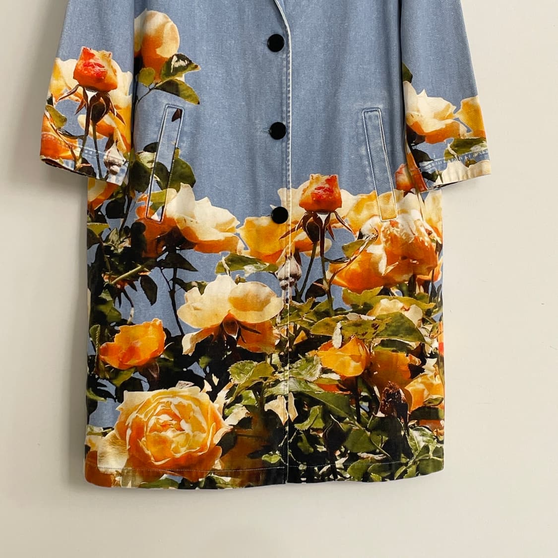 MSGM 데님 플라워 프린팅 롱 싱글 롱 코트 상품이미지4